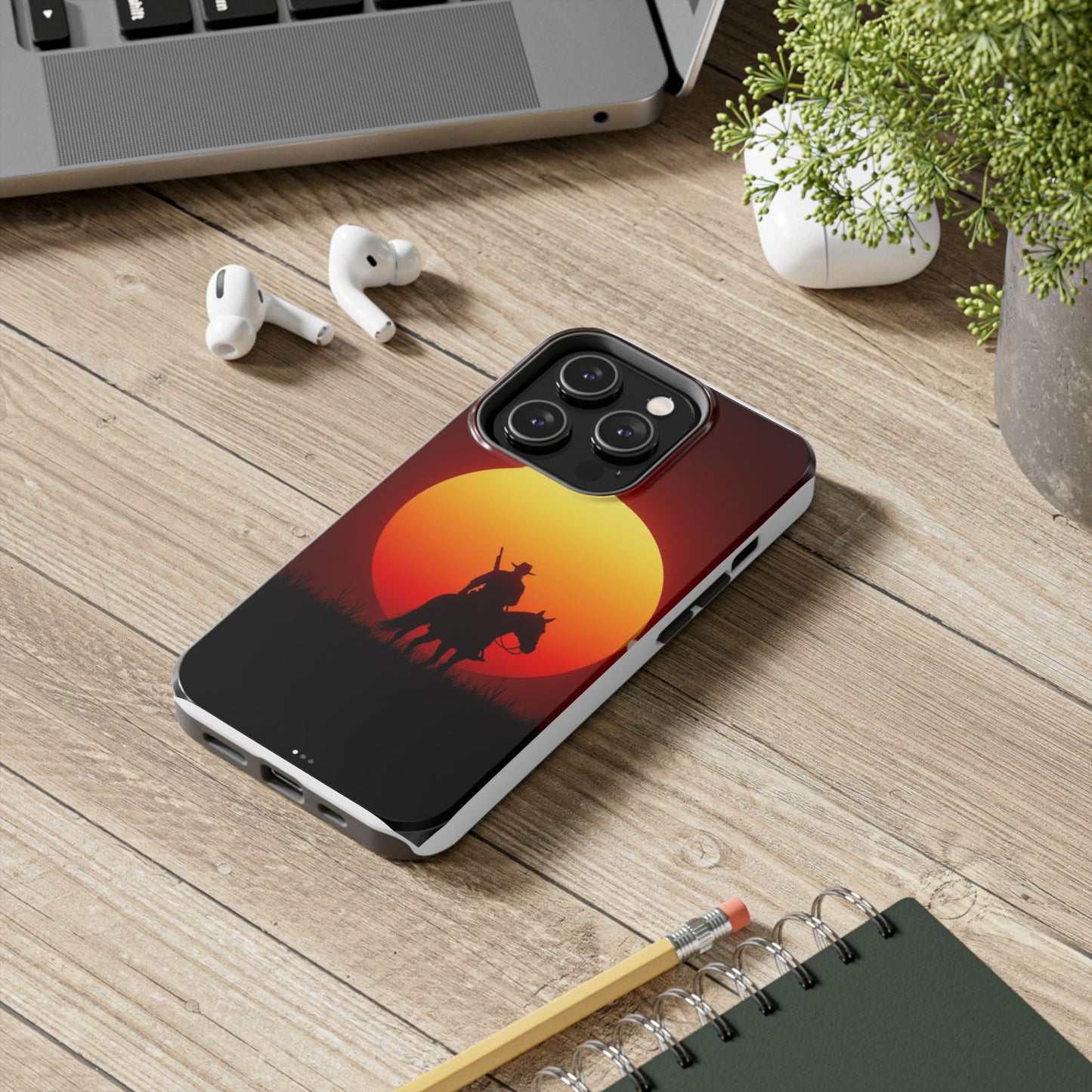 Sunset Cowboy Tough Phone Cases, Western Style Phone Cover, Unique Gift for Horse Lovers, Adventure Accessories, Durable Phone Protection