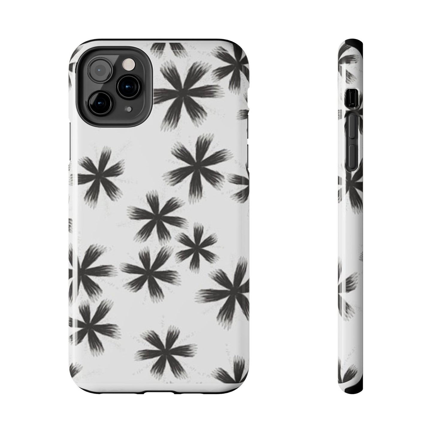 Stylish Tough Phone Cases, Black Flower Design, Durable Phone Protection, Unique Gift, Trendy Phone Accessories