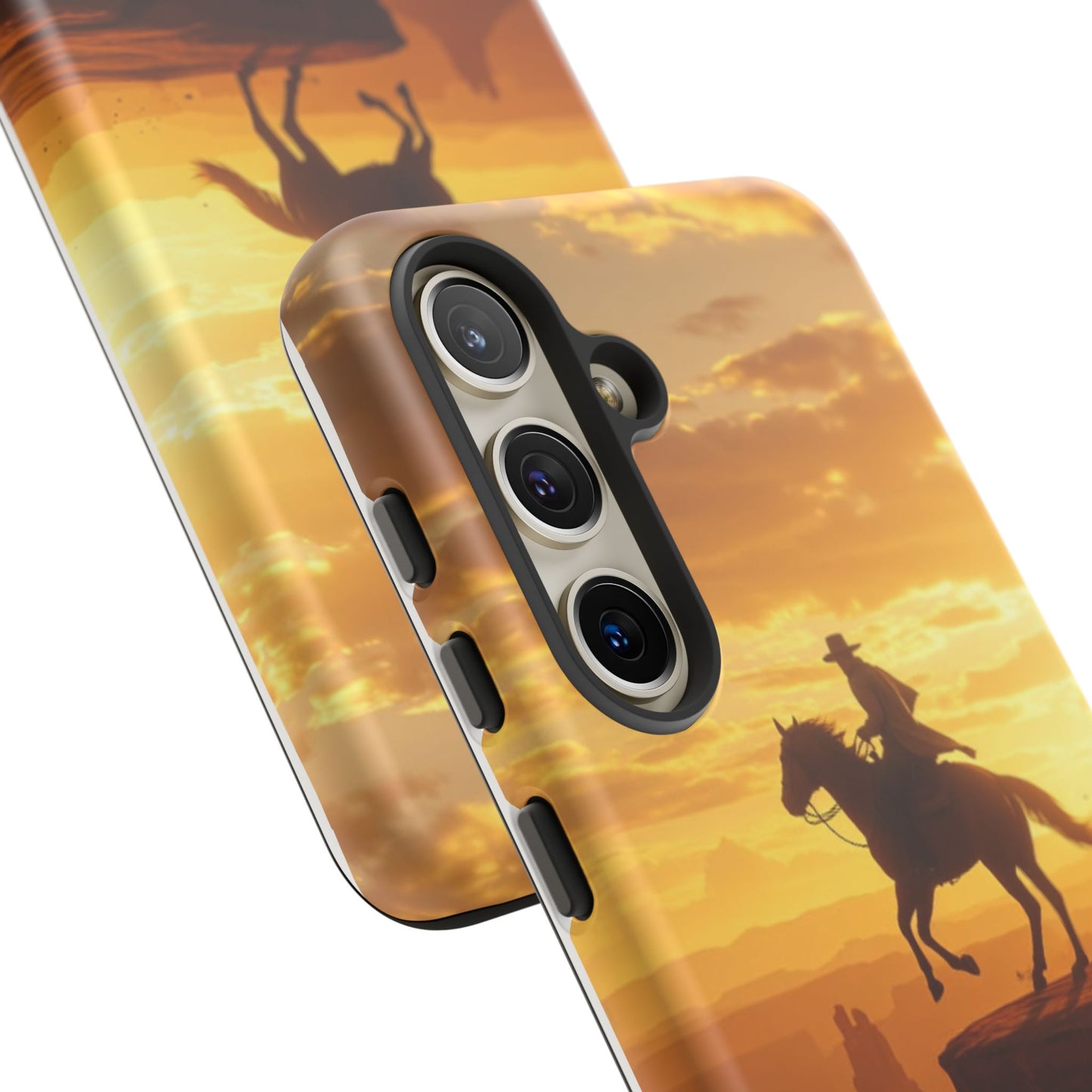 Sunset Horse Rider Phone Case, Western Art Cover, Tough Shell, Ideal Gift for Horse Lovers, Scenic Phone Accessories