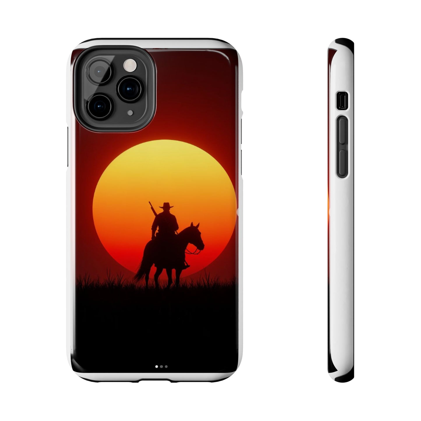 Sunset Cowboy Tough Phone Cases, Western Style Phone Cover, Unique Gift for Horse Lovers, Adventure Accessories, Durable Phone Protection