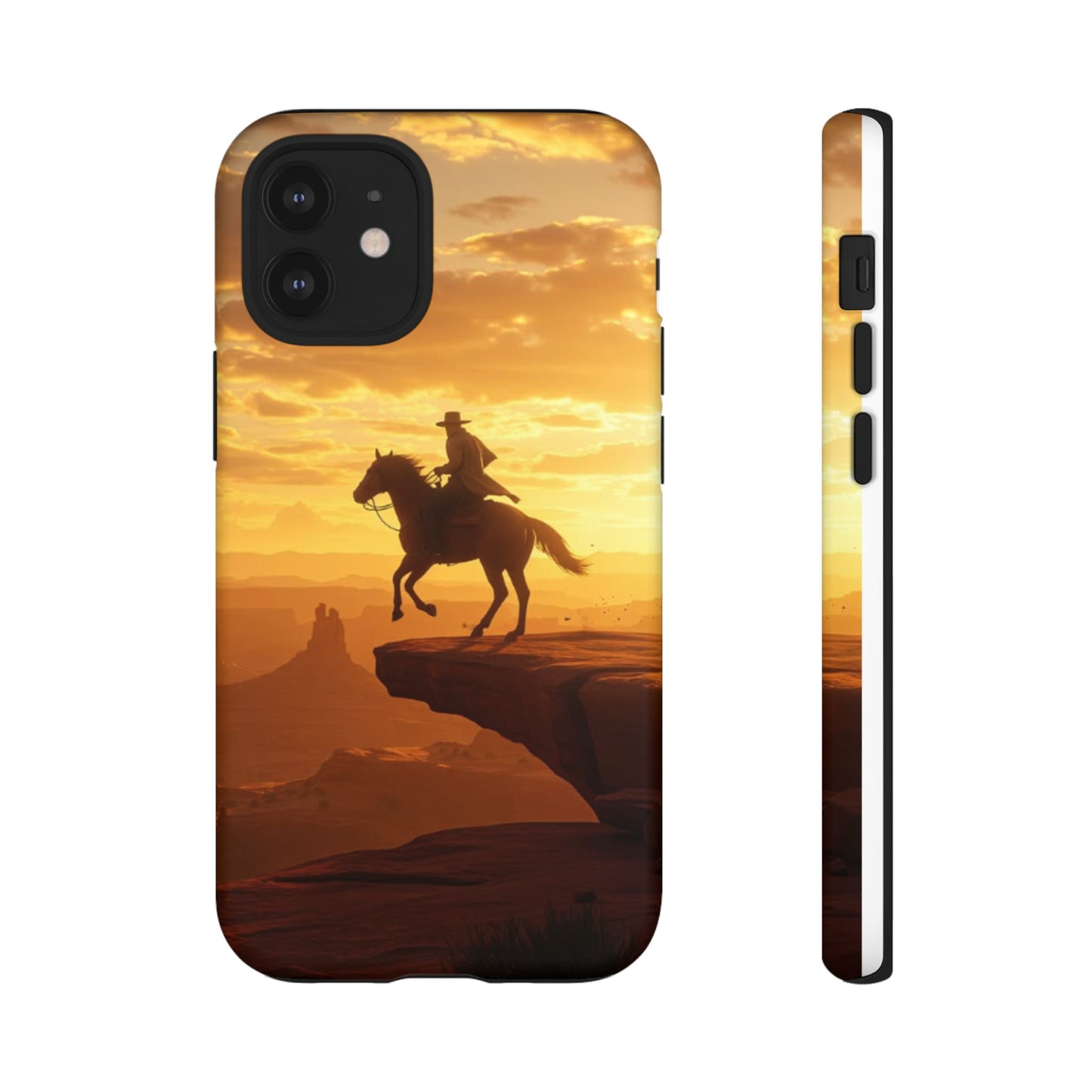 Sunset Horse Rider Phone Case, Western Art Cover, Tough Shell, Ideal Gift for Horse Lovers, Scenic Phone Accessories