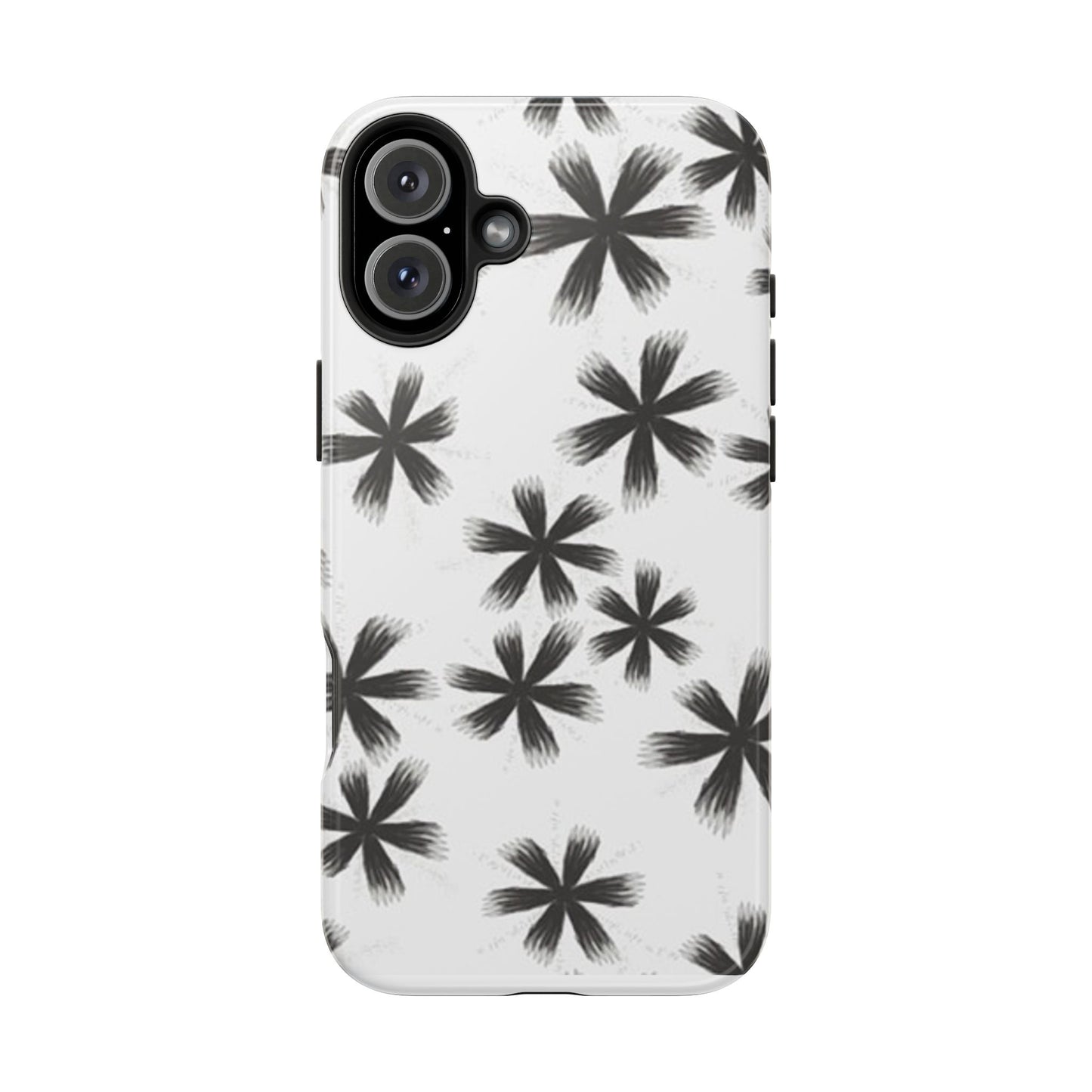 Stylish Tough Phone Cases, Black Flower Design, Durable Phone Protection, Unique Gift, Trendy Phone Accessories