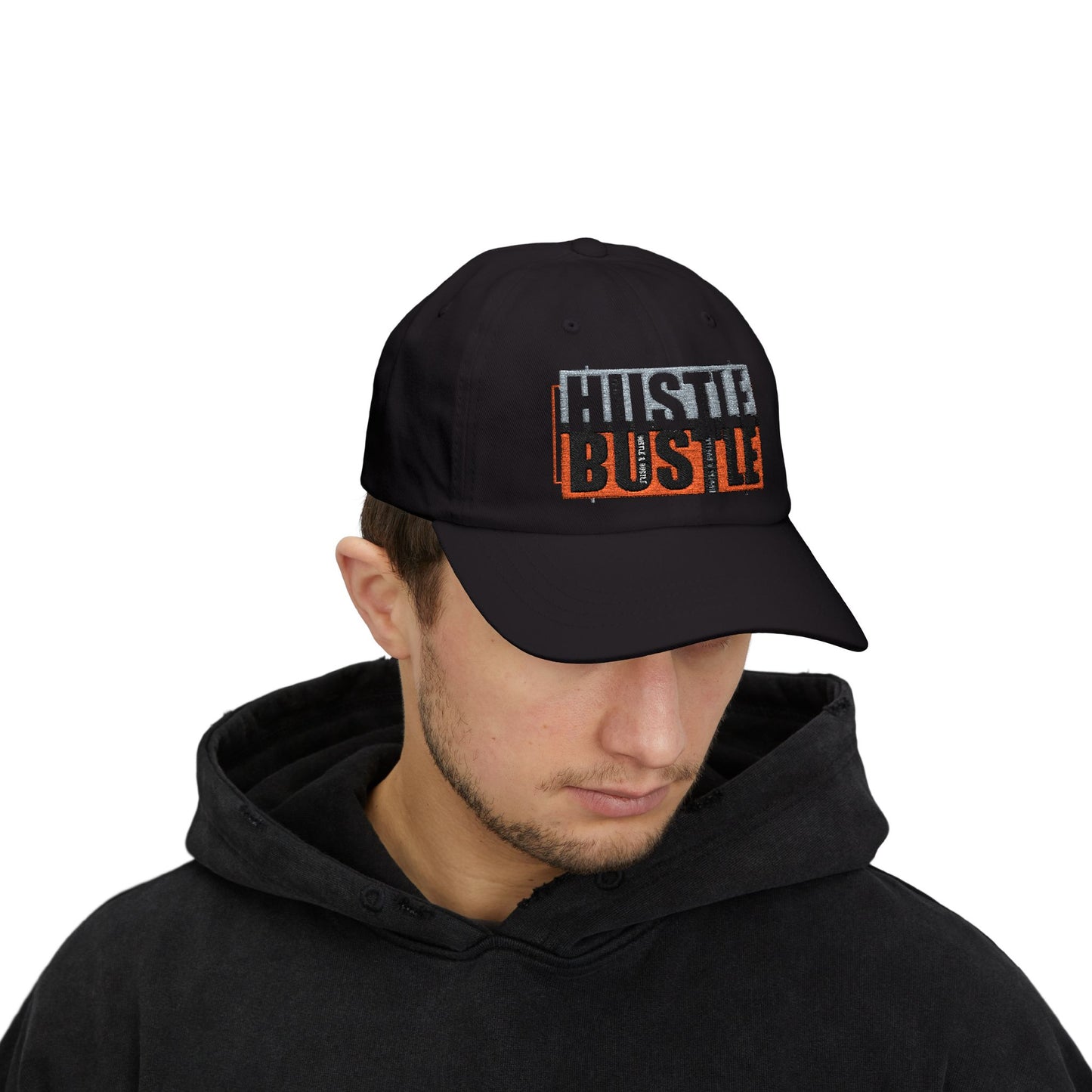 Camo Dad Cap – Hustle & Bustle, Outdoor Style, Gift for Him, Cool Casual Wear, Fishing Cap, Adjustable Hat