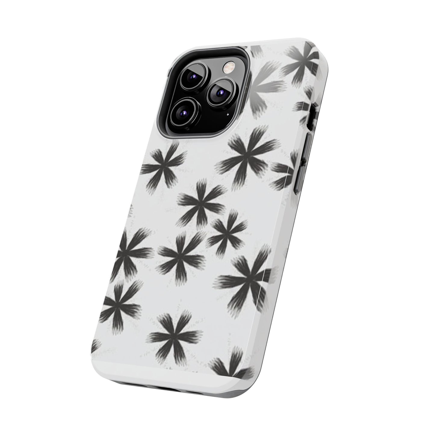 Stylish Tough Phone Cases, Black Flower Design, Durable Phone Protection, Unique Gift, Trendy Phone Accessories