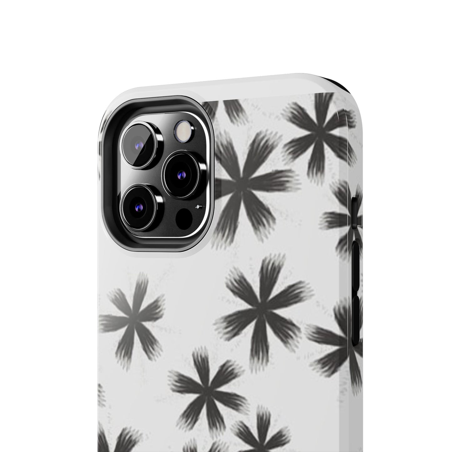 Stylish Tough Phone Cases, Black Flower Design, Durable Phone Protection, Unique Gift, Trendy Phone Accessories