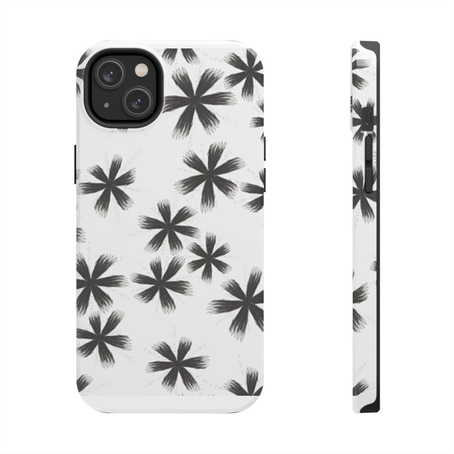 Stylish Tough Phone Cases, Black Flower Design, Durable Phone Protection, Unique Gift, Trendy Phone Accessories