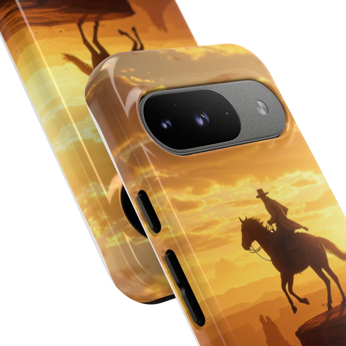 Sunset Horse Rider Phone Case, Western Art Cover, Tough Shell, Ideal Gift for Horse Lovers, Scenic Phone Accessories