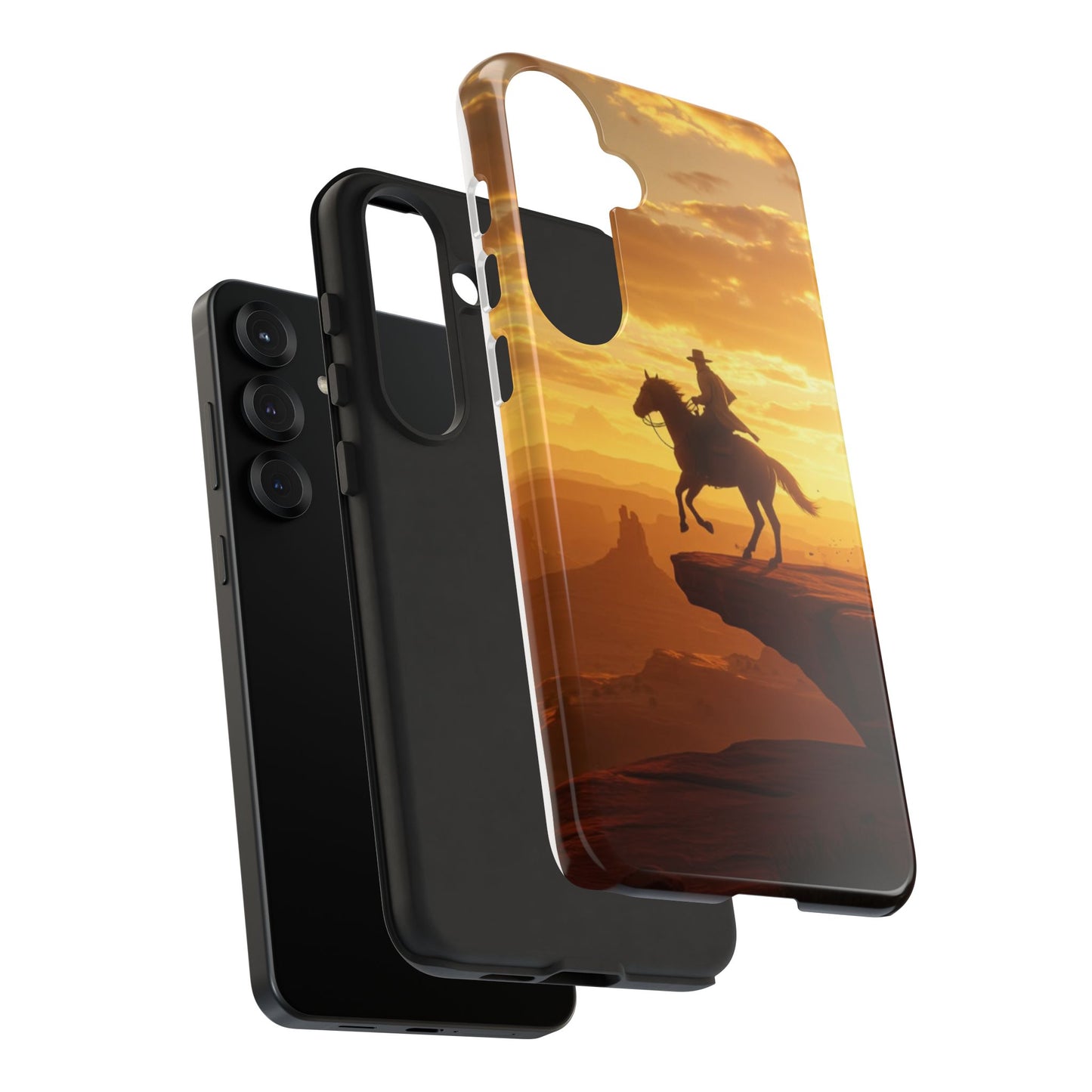 Sunset Horse Rider Phone Case, Western Art Cover, Tough Shell, Ideal Gift for Horse Lovers, Scenic Phone Accessories