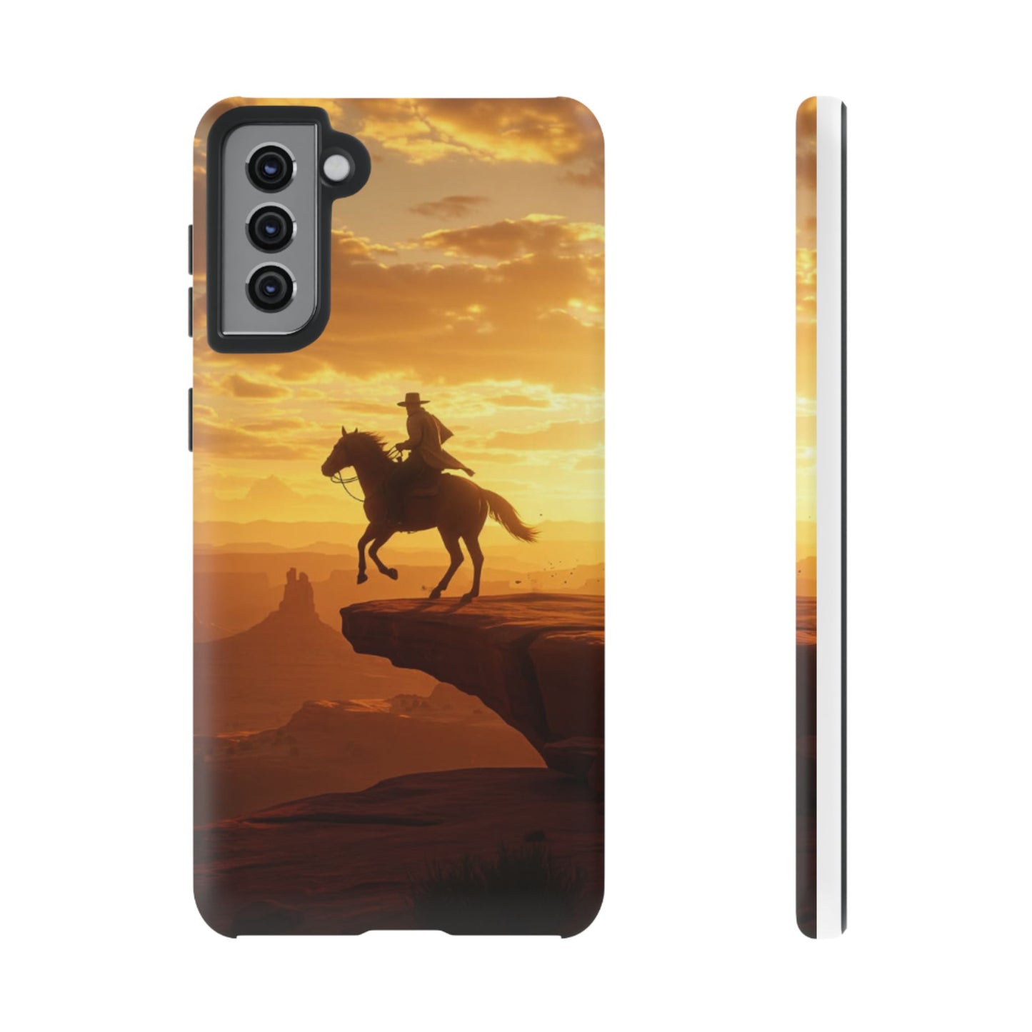 Sunset Horse Rider Phone Case, Western Art Cover, Tough Shell, Ideal Gift for Horse Lovers, Scenic Phone Accessories