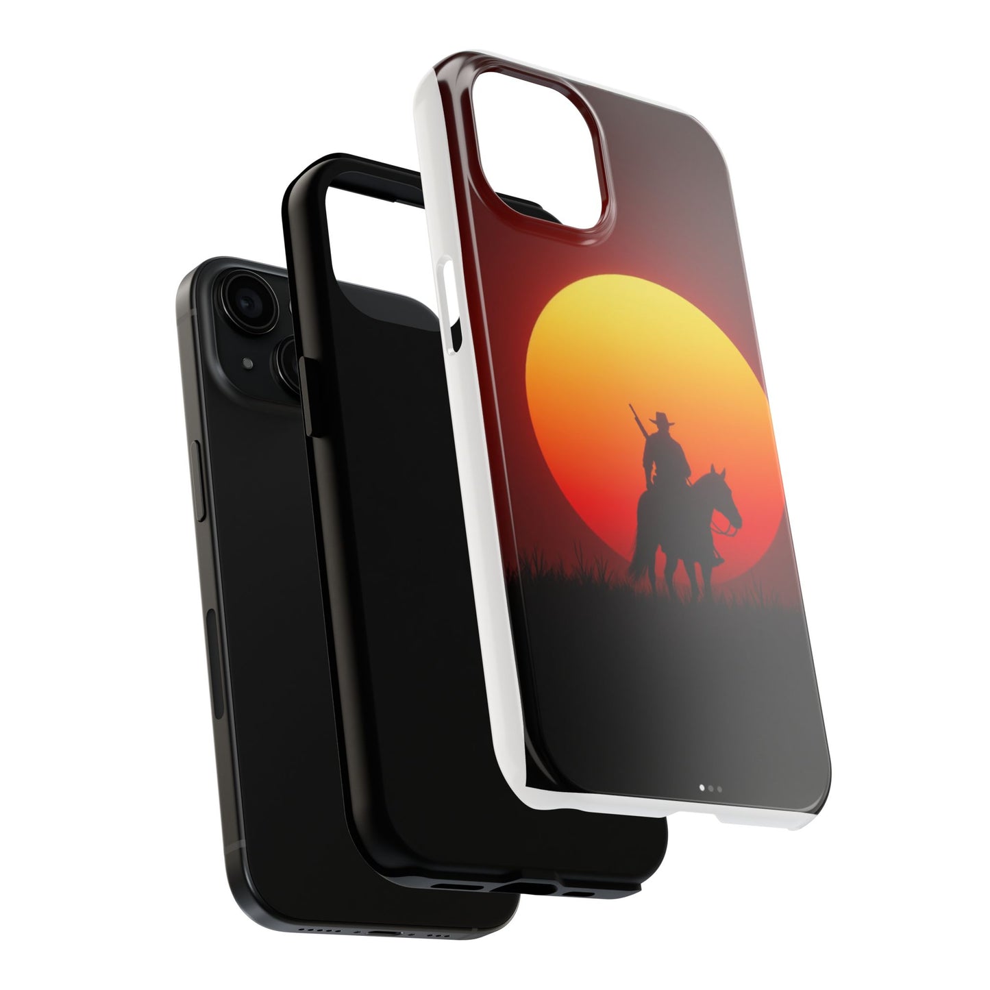 Sunset Cowboy Tough Phone Cases, Western Style Phone Cover, Unique Gift for Horse Lovers, Adventure Accessories, Durable Phone Protection