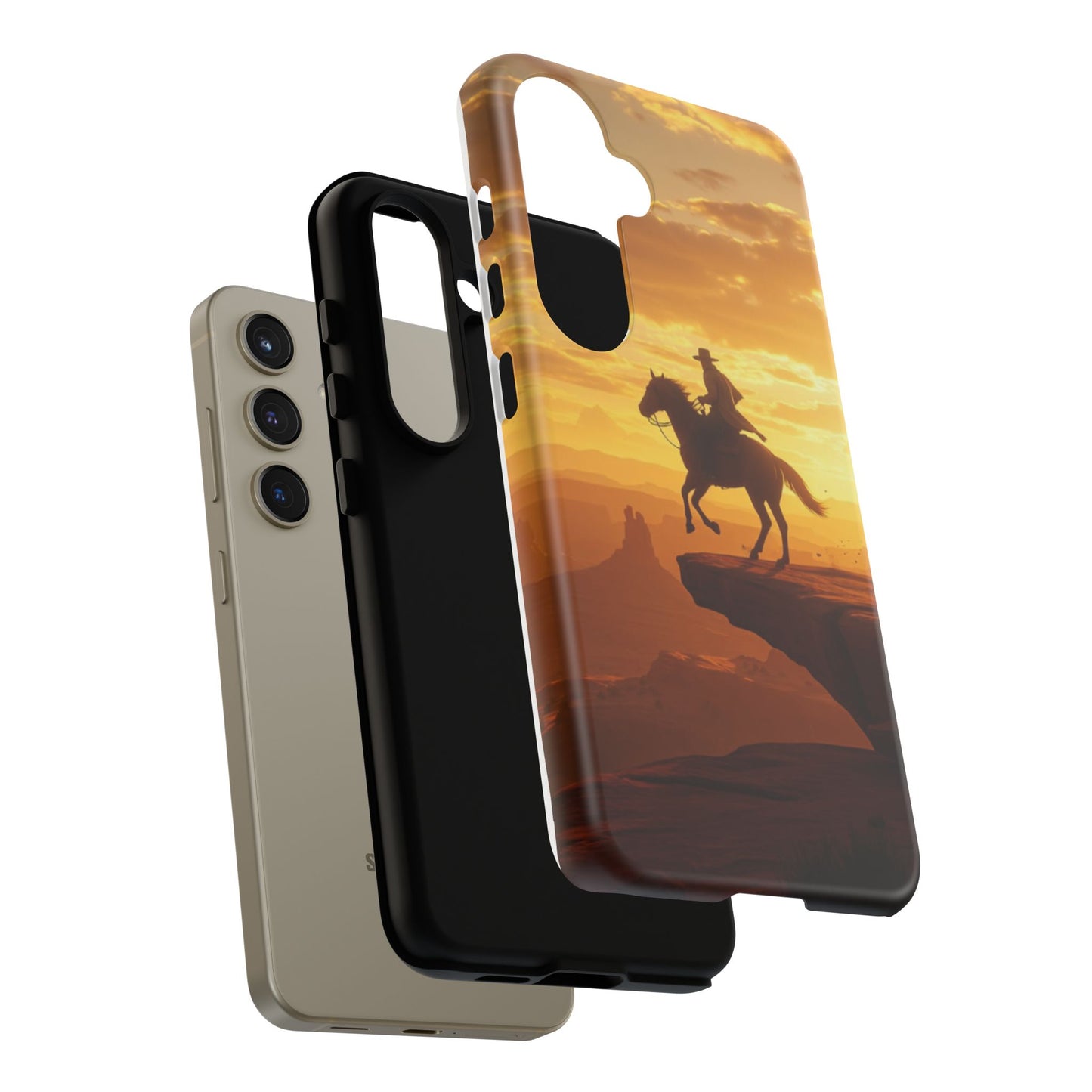 Sunset Horse Rider Phone Case, Western Art Cover, Tough Shell, Ideal Gift for Horse Lovers, Scenic Phone Accessories
