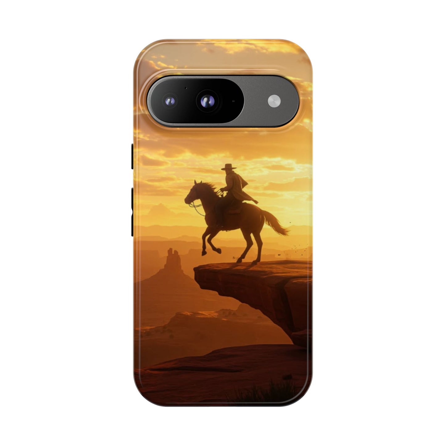 Sunset Horse Rider Phone Case, Western Art Cover, Tough Shell, Ideal Gift for Horse Lovers, Scenic Phone Accessories