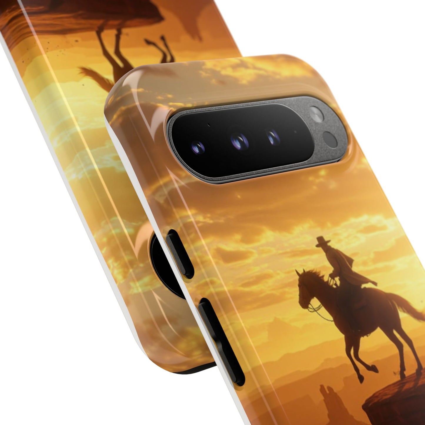Sunset Horse Rider Phone Case, Western Art Cover, Tough Shell, Ideal Gift for Horse Lovers, Scenic Phone Accessories