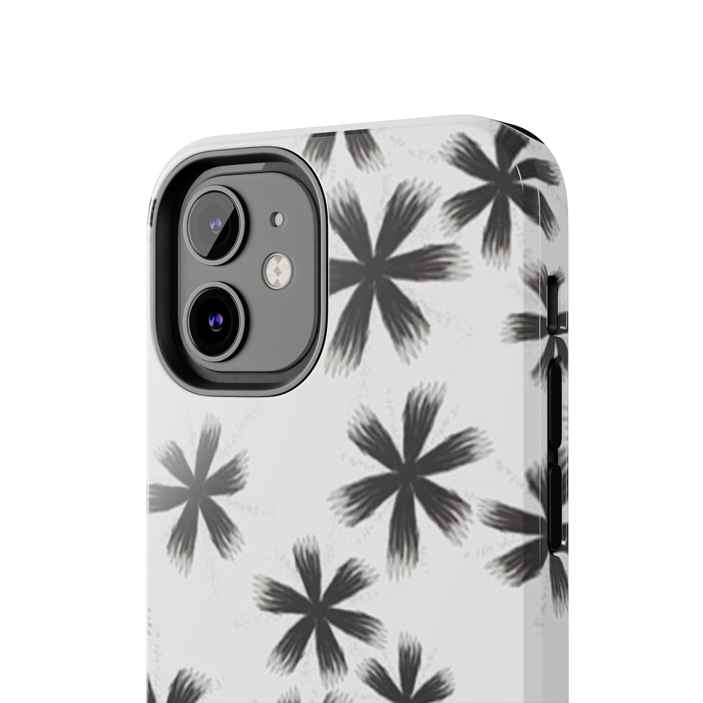 Stylish Tough Phone Cases, Black Flower Design, Durable Phone Protection, Unique Gift, Trendy Phone Accessories