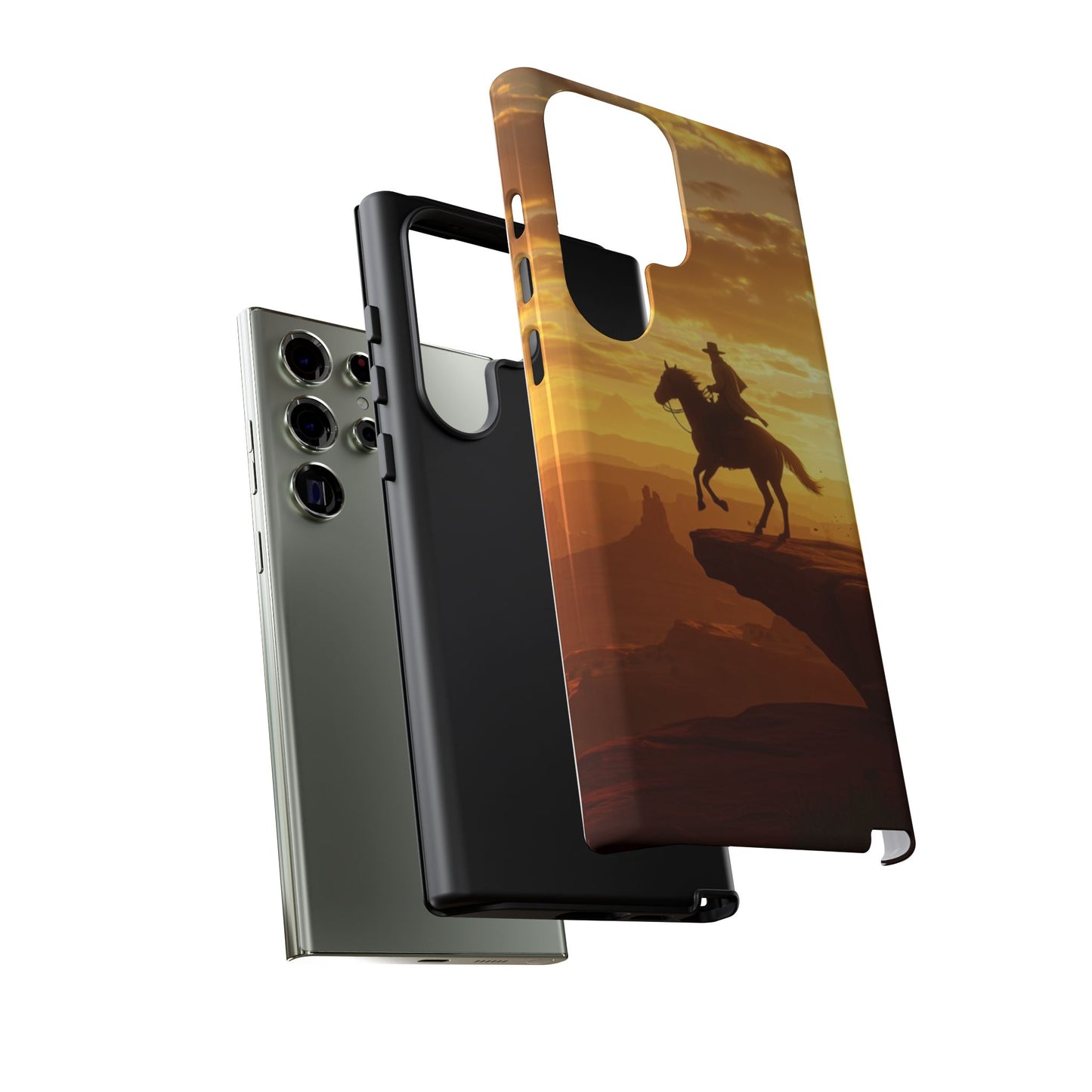 Sunset Horse Rider Phone Case, Western Art Cover, Tough Shell, Ideal Gift for Horse Lovers, Scenic Phone Accessories