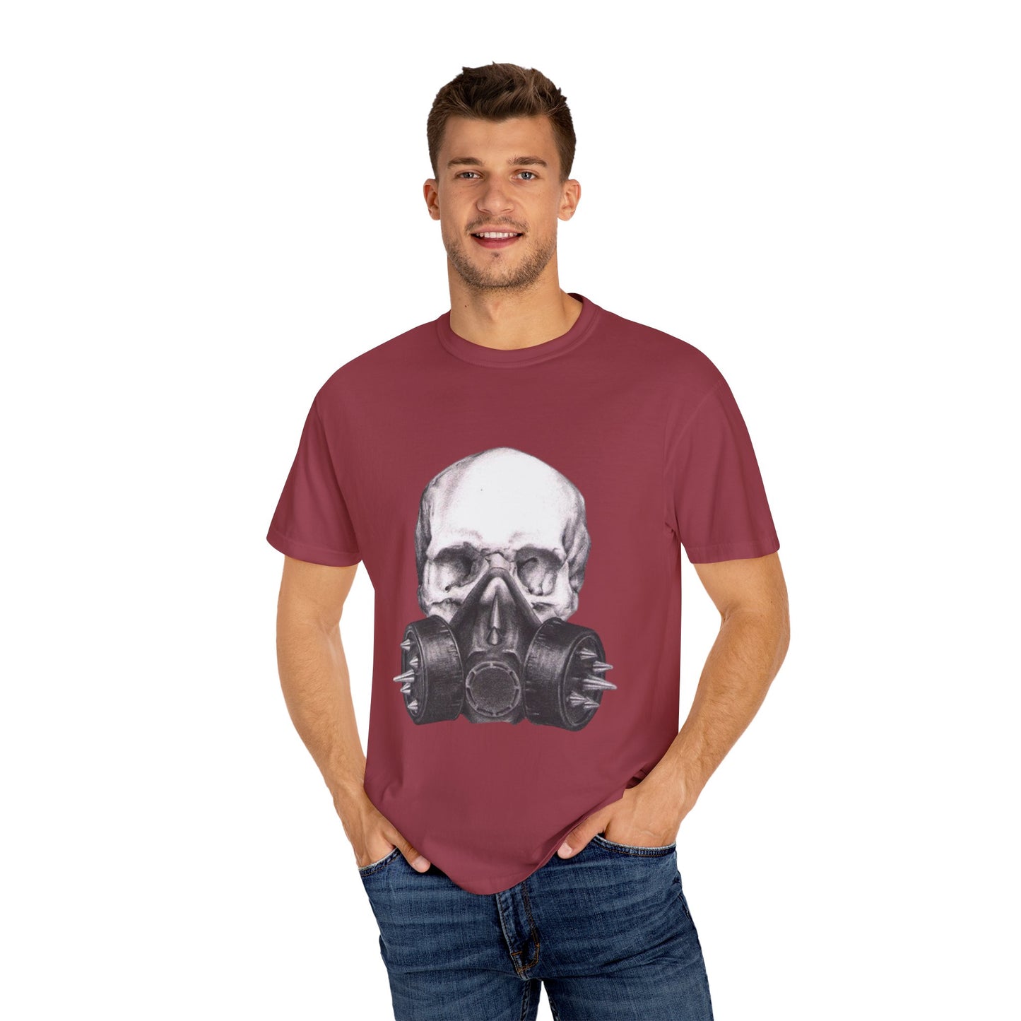 Edgy Skull Gas Mask T-shirt | Unisex Punk Apparel, Streetwear, Alternative Fashion, Music Festival Gear, Unique Graphic Tee