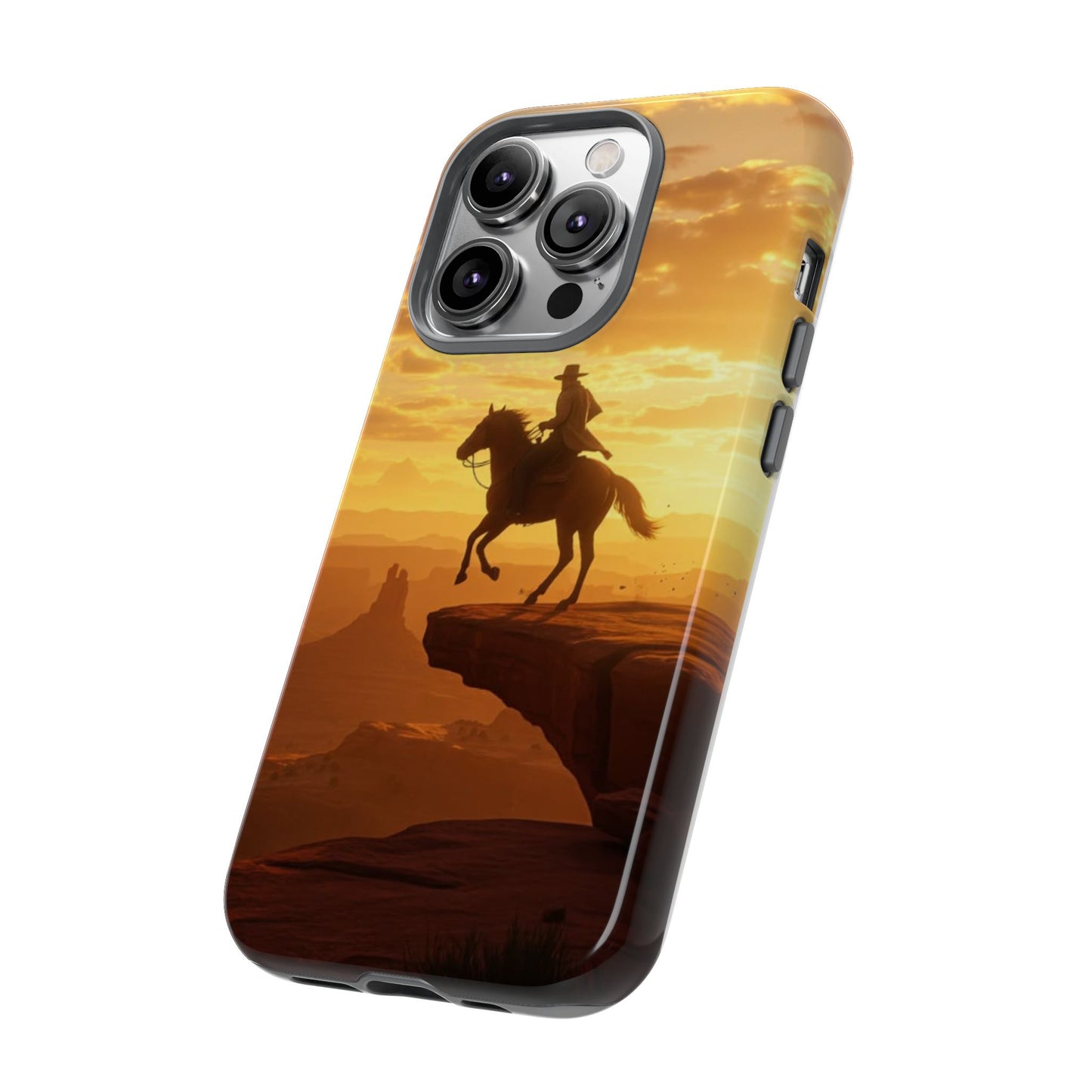 Sunset Horse Rider Phone Case, Western Art Cover, Tough Shell, Ideal Gift for Horse Lovers, Scenic Phone Accessories