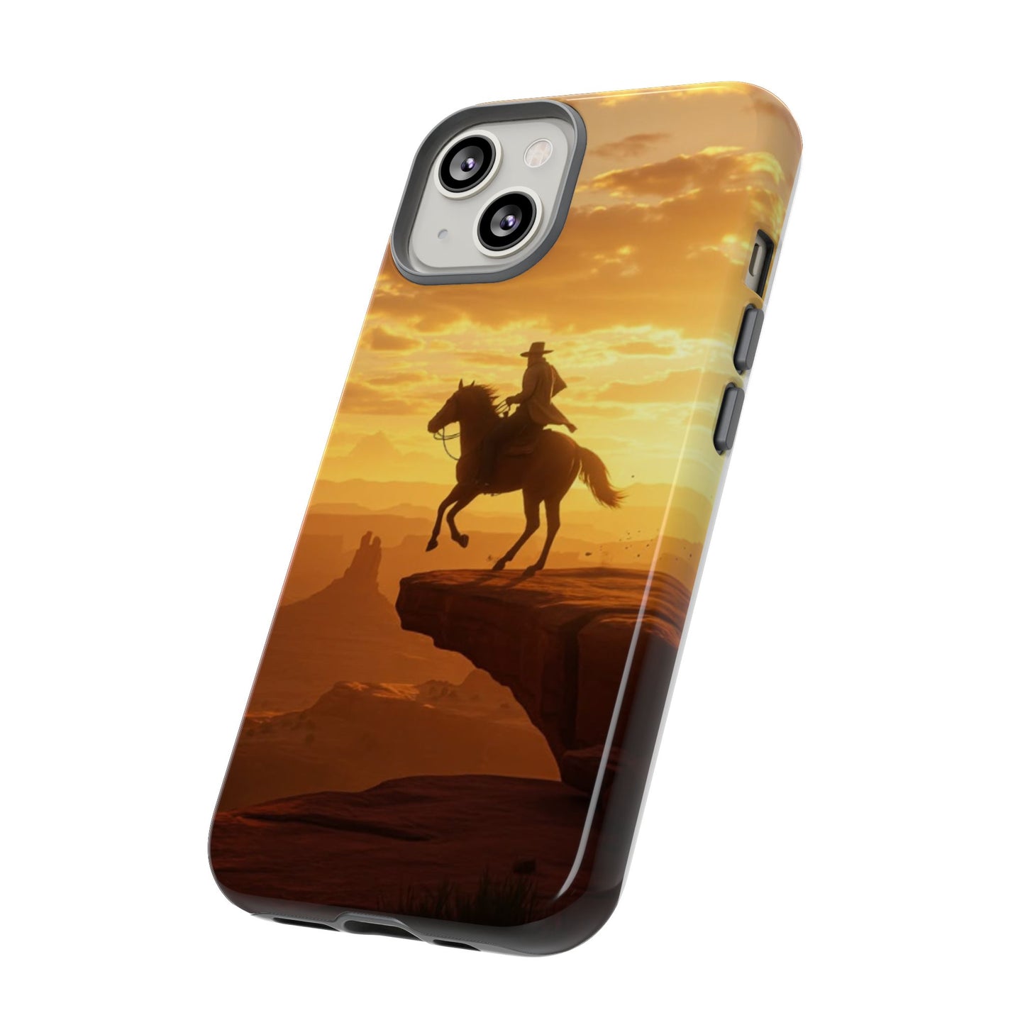 Sunset Horse Rider Phone Case, Western Art Cover, Tough Shell, Ideal Gift for Horse Lovers, Scenic Phone Accessories
