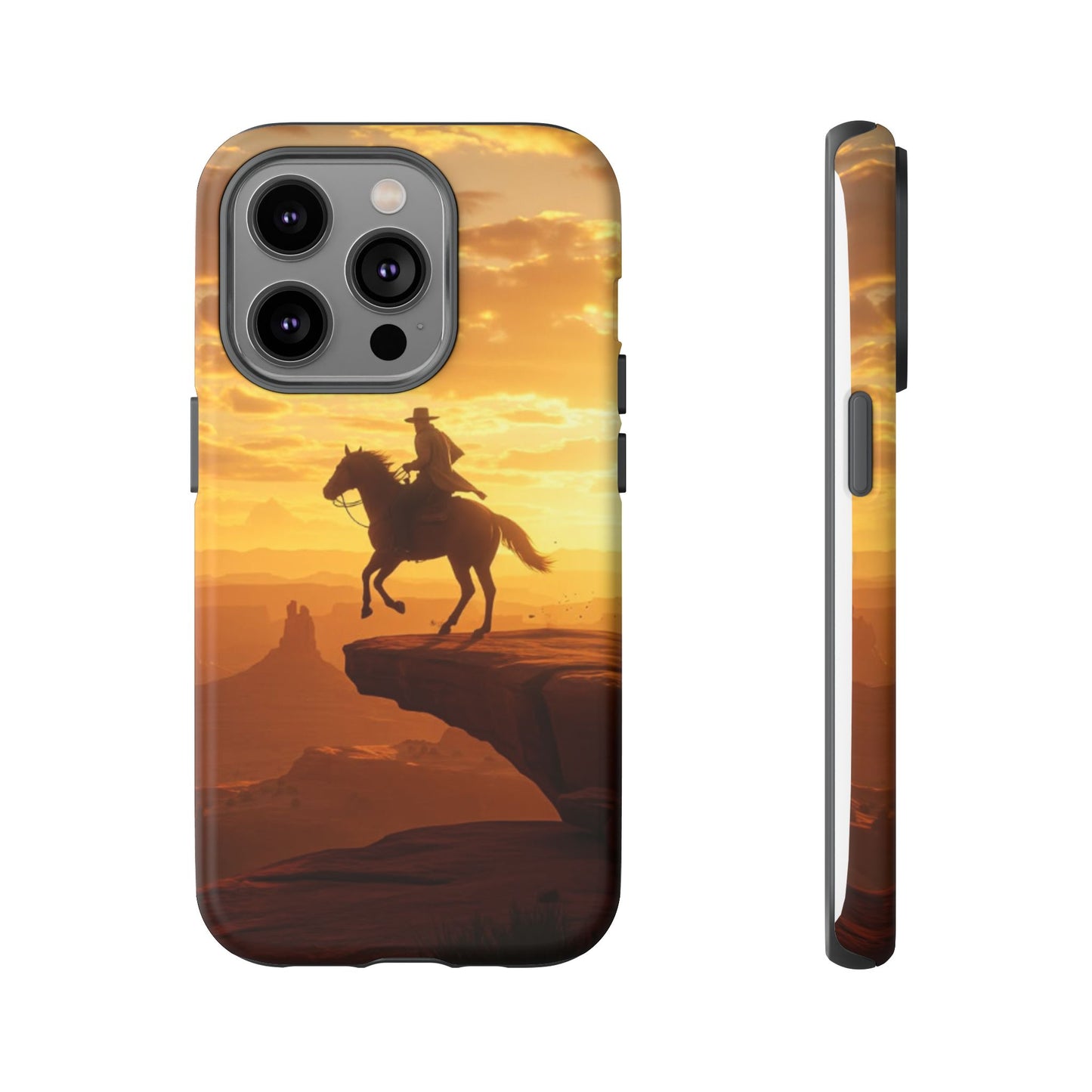 Sunset Horse Rider Phone Case, Western Art Cover, Tough Shell, Ideal Gift for Horse Lovers, Scenic Phone Accessories
