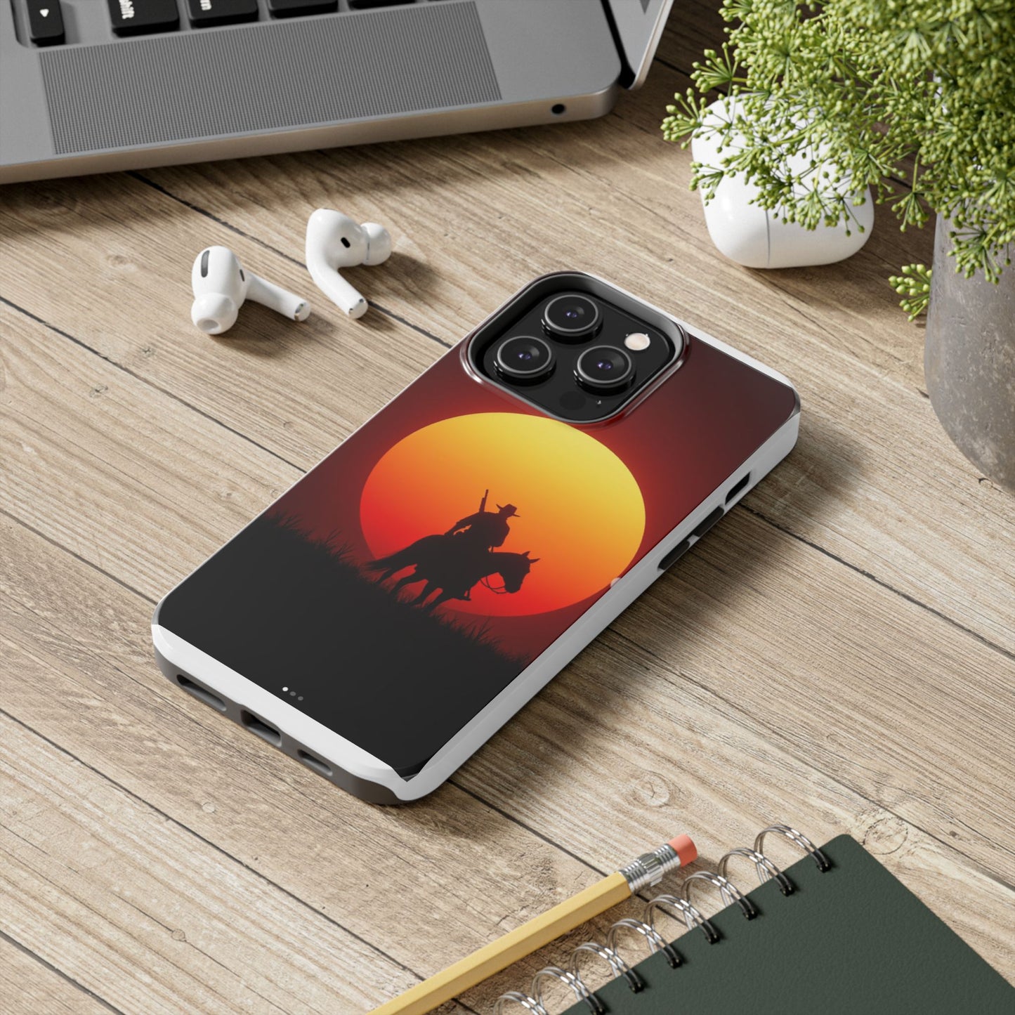 Sunset Cowboy Tough Phone Cases, Western Style Phone Cover, Unique Gift for Horse Lovers, Adventure Accessories, Durable Phone Protection