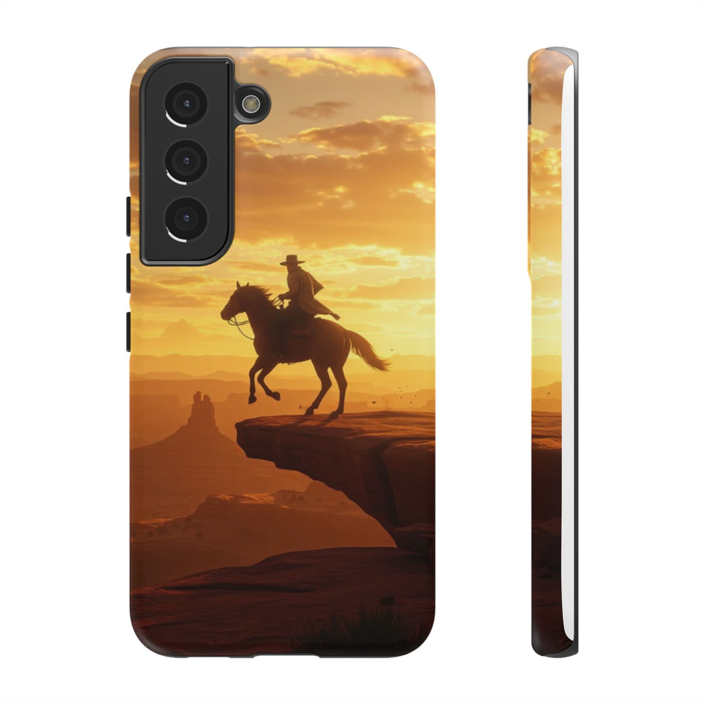 Sunset Horse Rider Phone Case, Western Art Cover, Tough Shell, Ideal Gift for Horse Lovers, Scenic Phone Accessories