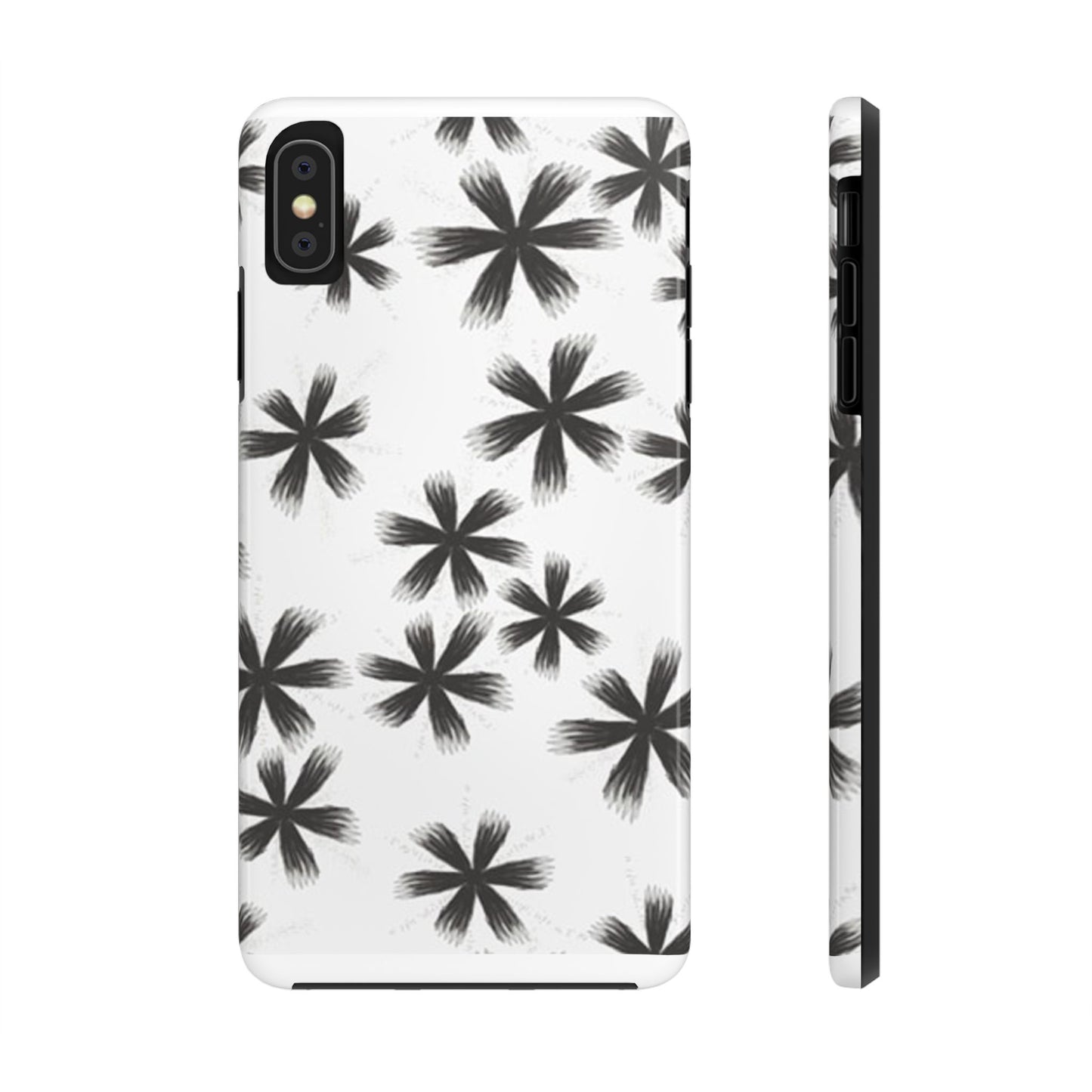 Stylish Tough Phone Cases, Black Flower Design, Durable Phone Protection, Unique Gift, Trendy Phone Accessories