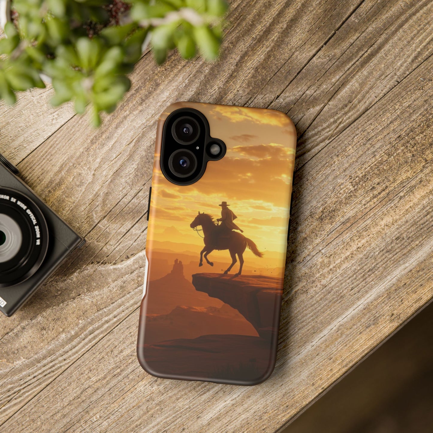 Sunset Horse Rider Phone Case, Western Art Cover, Tough Shell, Ideal Gift for Horse Lovers, Scenic Phone Accessories