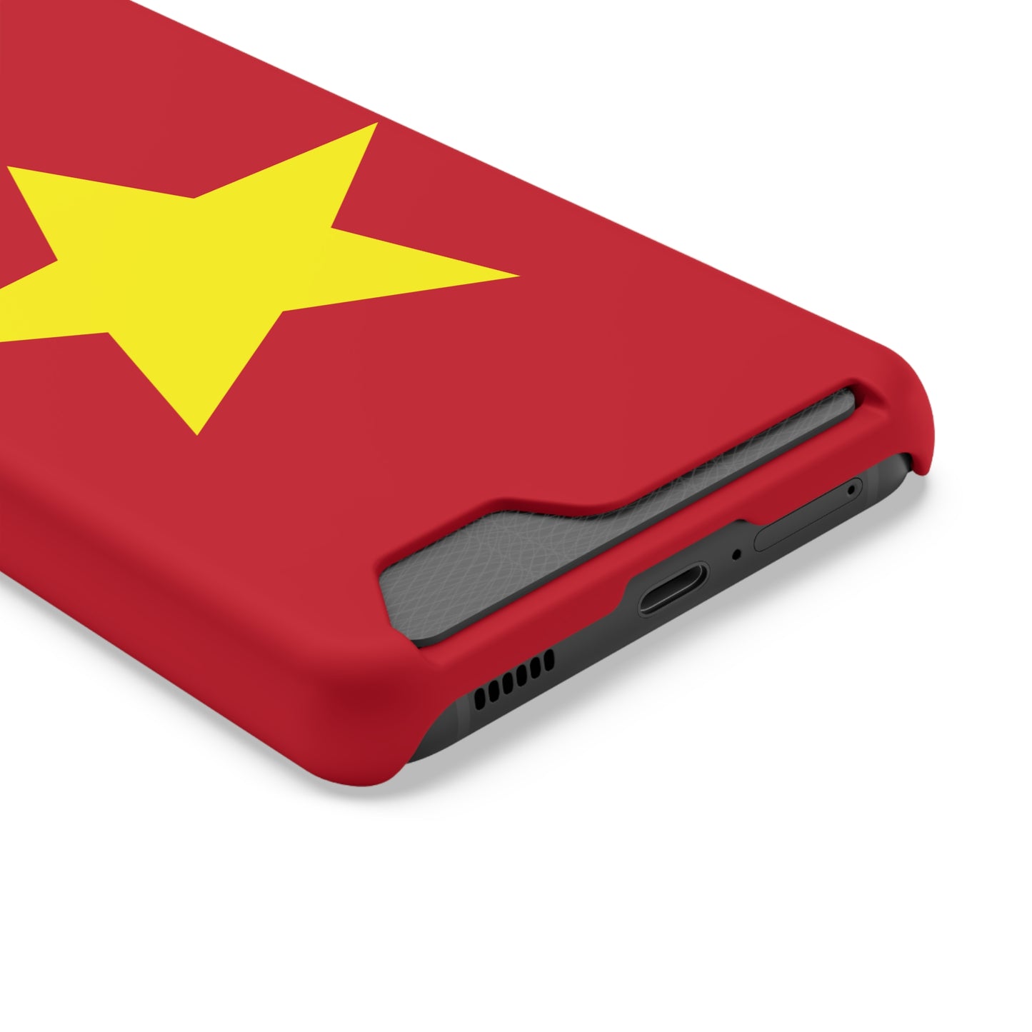 Red Star Phone Case with Card Holder, Gift for Flag Lovers, Stylish Accessory for Everyday Use, Perfect for Travel, Birthday Gift