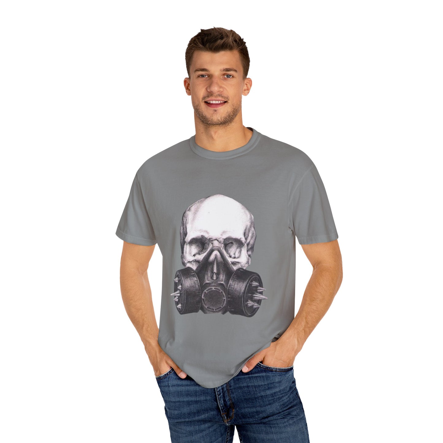 Edgy Skull Gas Mask T-shirt | Unisex Punk Apparel, Streetwear, Alternative Fashion, Music Festival Gear, Unique Graphic Tee