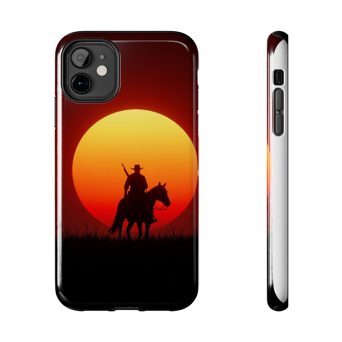 Sunset Cowboy Tough Phone Cases, Western Style Phone Cover, Unique Gift for Horse Lovers, Adventure Accessories, Durable Phone Protection