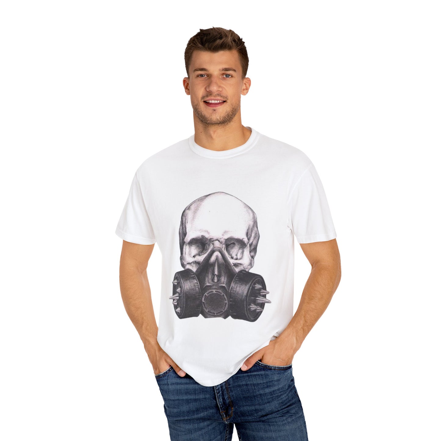 Edgy Skull Gas Mask T-shirt | Unisex Punk Apparel, Streetwear, Alternative Fashion, Music Festival Gear, Unique Graphic Tee