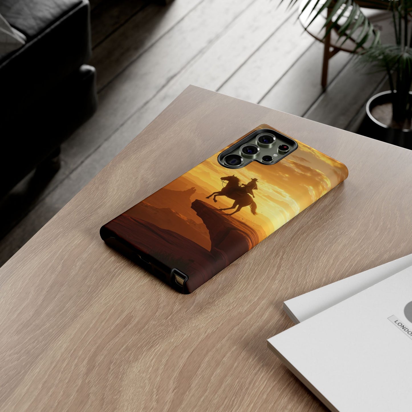 Sunset Horse Rider Phone Case, Western Art Cover, Tough Shell, Ideal Gift for Horse Lovers, Scenic Phone Accessories