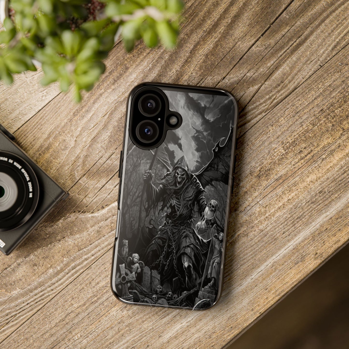 Gothic Phone Case Featuring Grim Reaper Art, Dark Aesthetic for Men and Women, Unique Halloween Gift, Durable Protection, Tough Cases