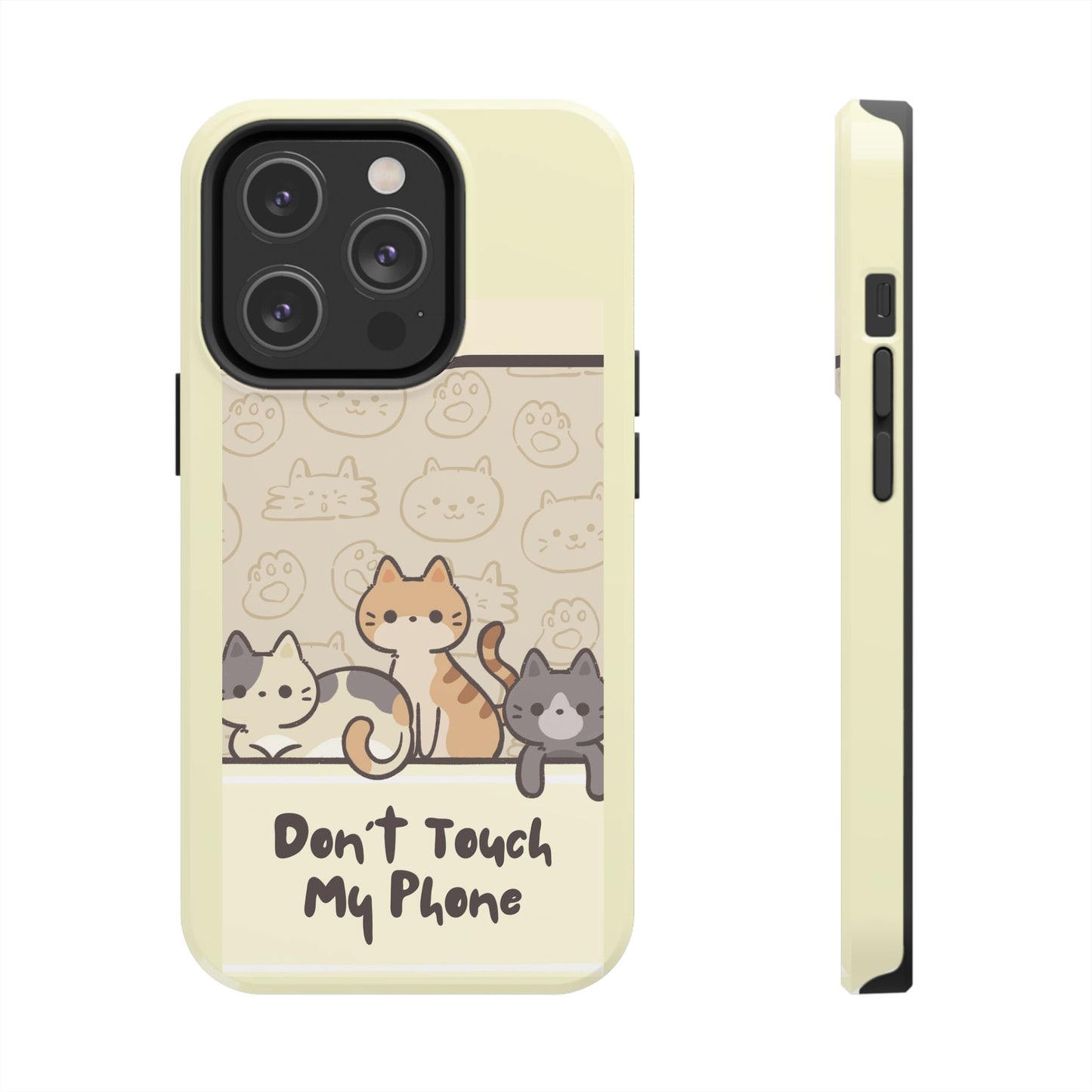 Cute Cat Phone Case - Don't Touch My Phone, Gift for Cat Lovers, Kawaii Accessories, Fun Tech Protection, Pet Lover Gifts