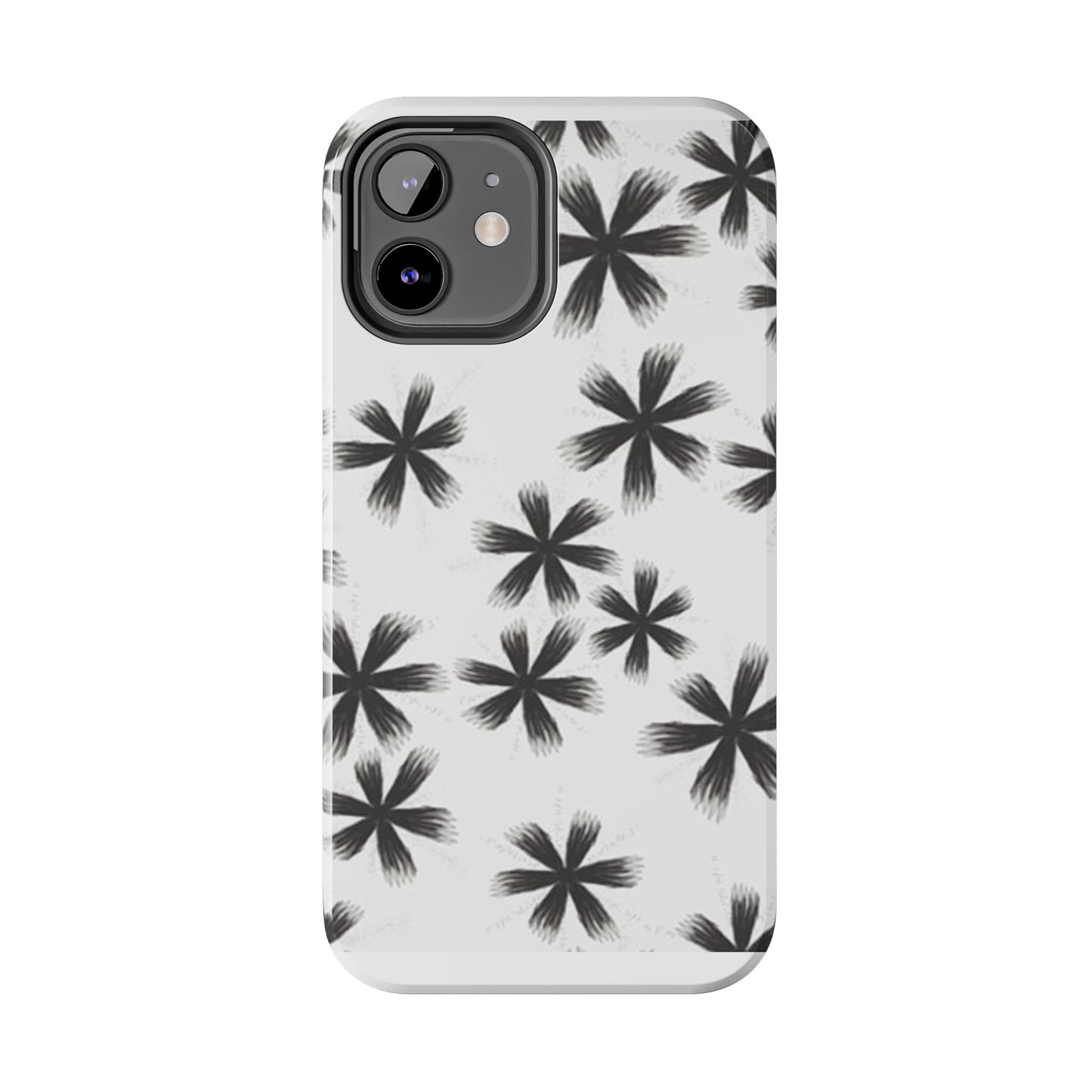 Stylish Tough Phone Cases, Black Flower Design, Durable Phone Protection, Unique Gift, Trendy Phone Accessories