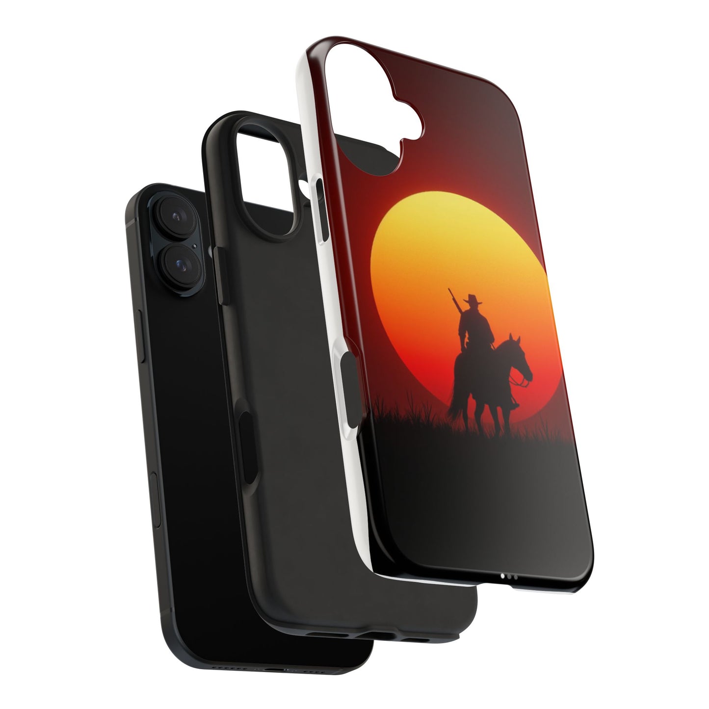 Sunset Cowboy Tough Phone Cases, Western Style Phone Cover, Unique Gift for Horse Lovers, Adventure Accessories, Durable Phone Protection