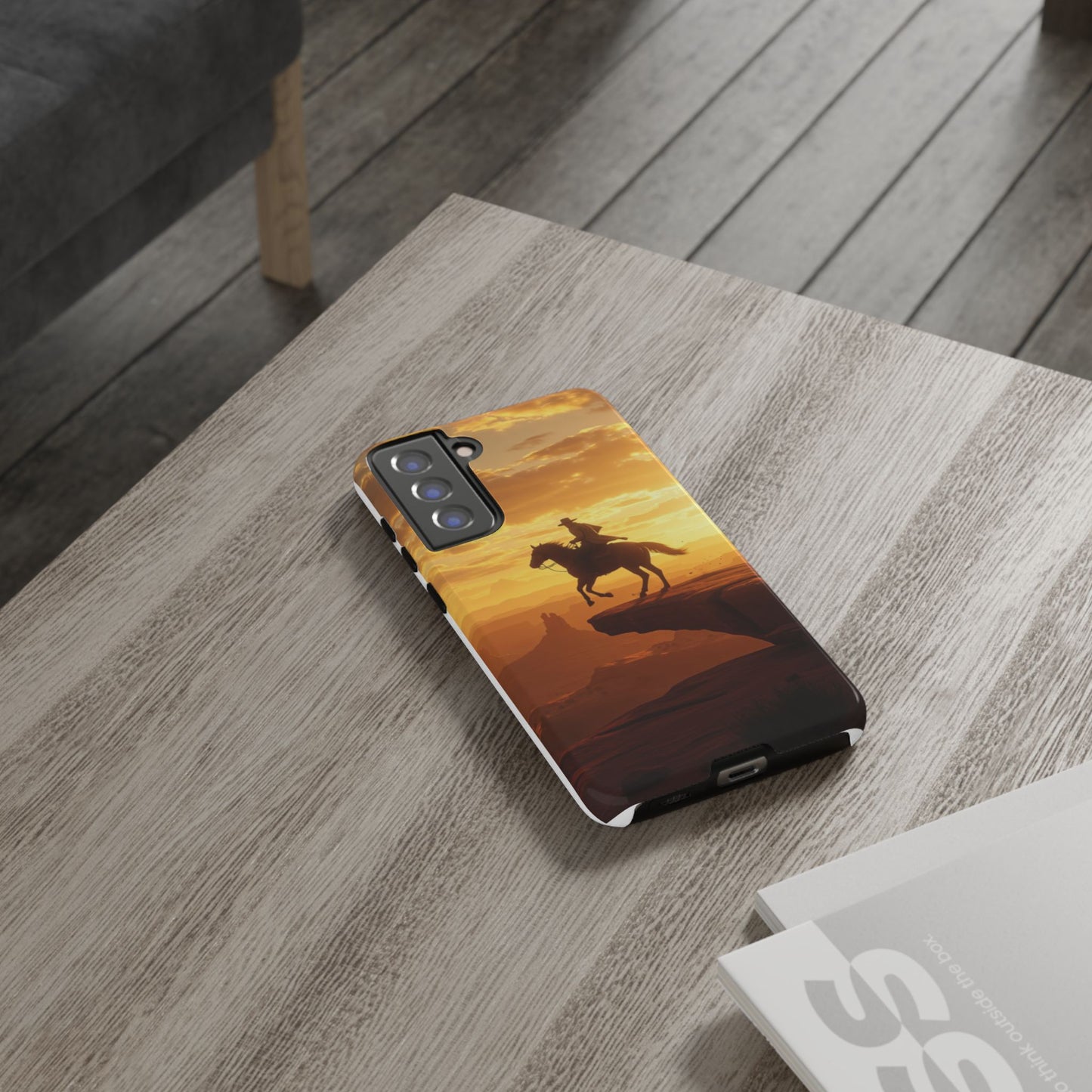 Sunset Horse Rider Phone Case, Western Art Cover, Tough Shell, Ideal Gift for Horse Lovers, Scenic Phone Accessories