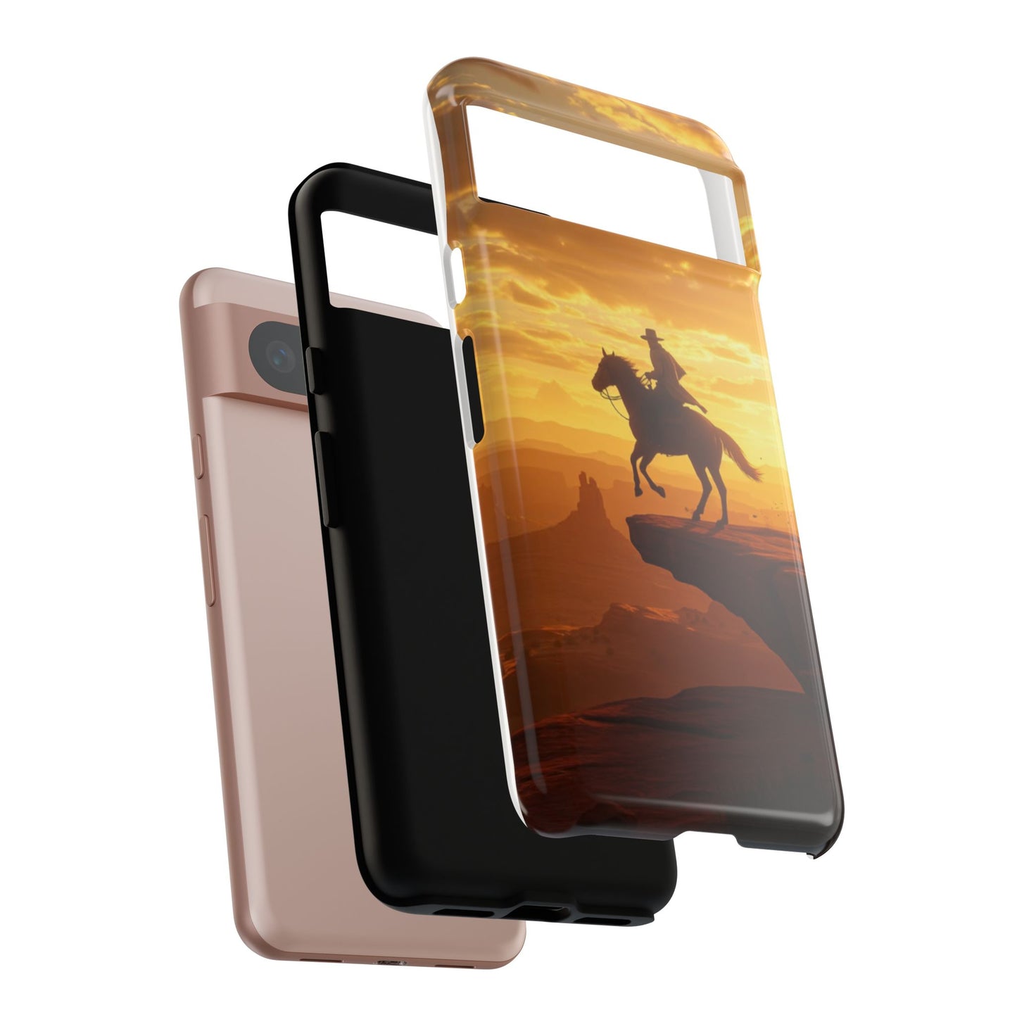 Sunset Horse Rider Phone Case, Western Art Cover, Tough Shell, Ideal Gift for Horse Lovers, Scenic Phone Accessories