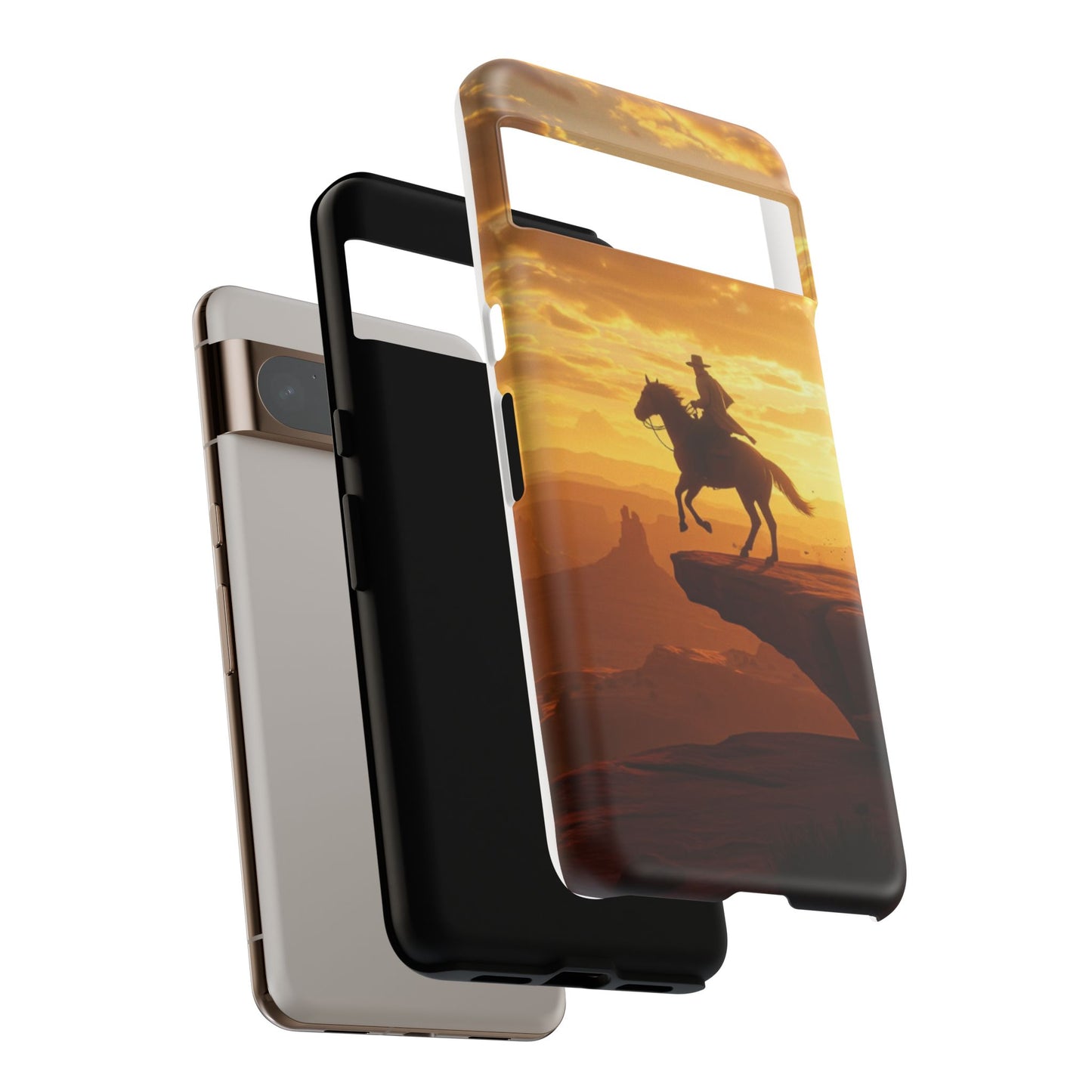 Sunset Horse Rider Phone Case, Western Art Cover, Tough Shell, Ideal Gift for Horse Lovers, Scenic Phone Accessories