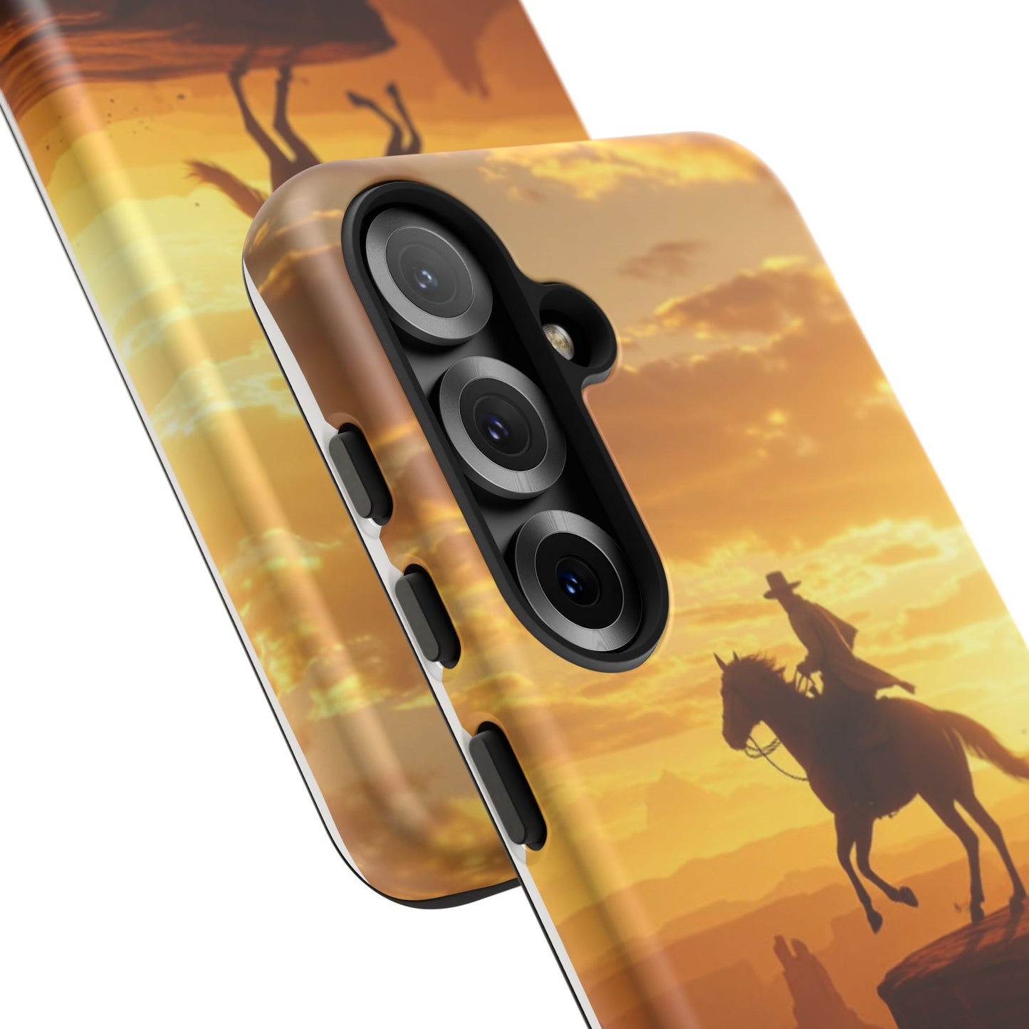 Sunset Horse Rider Phone Case, Western Art Cover, Tough Shell, Ideal Gift for Horse Lovers, Scenic Phone Accessories