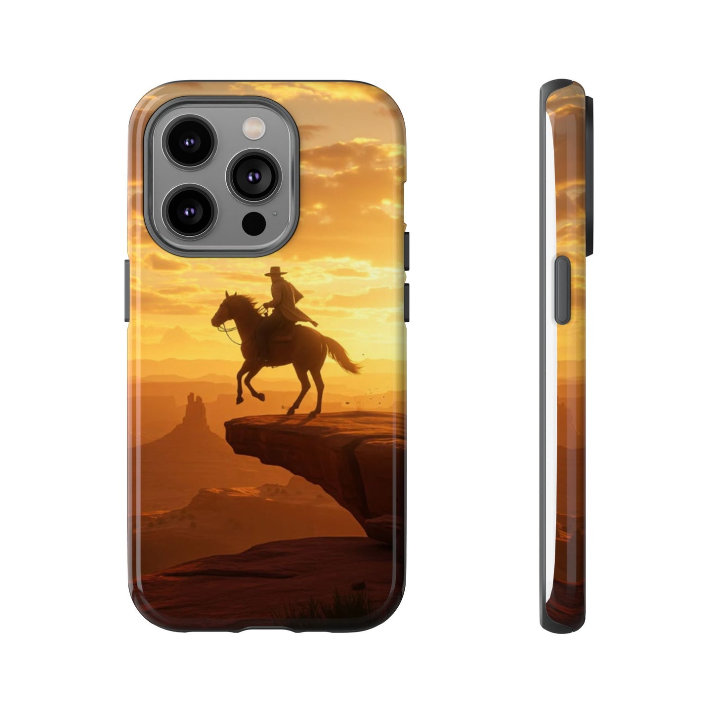 Sunset Horse Rider Phone Case, Western Art Cover, Tough Shell, Ideal Gift for Horse Lovers, Scenic Phone Accessories