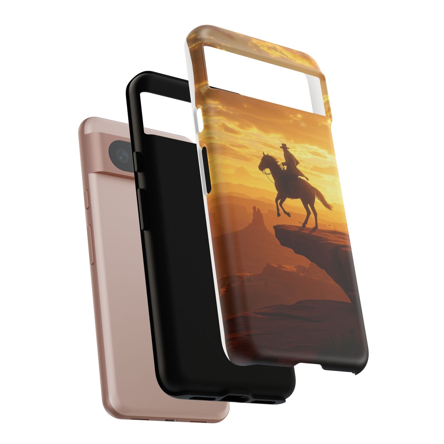 Sunset Horse Rider Phone Case, Western Art Cover, Tough Shell, Ideal Gift for Horse Lovers, Scenic Phone Accessories