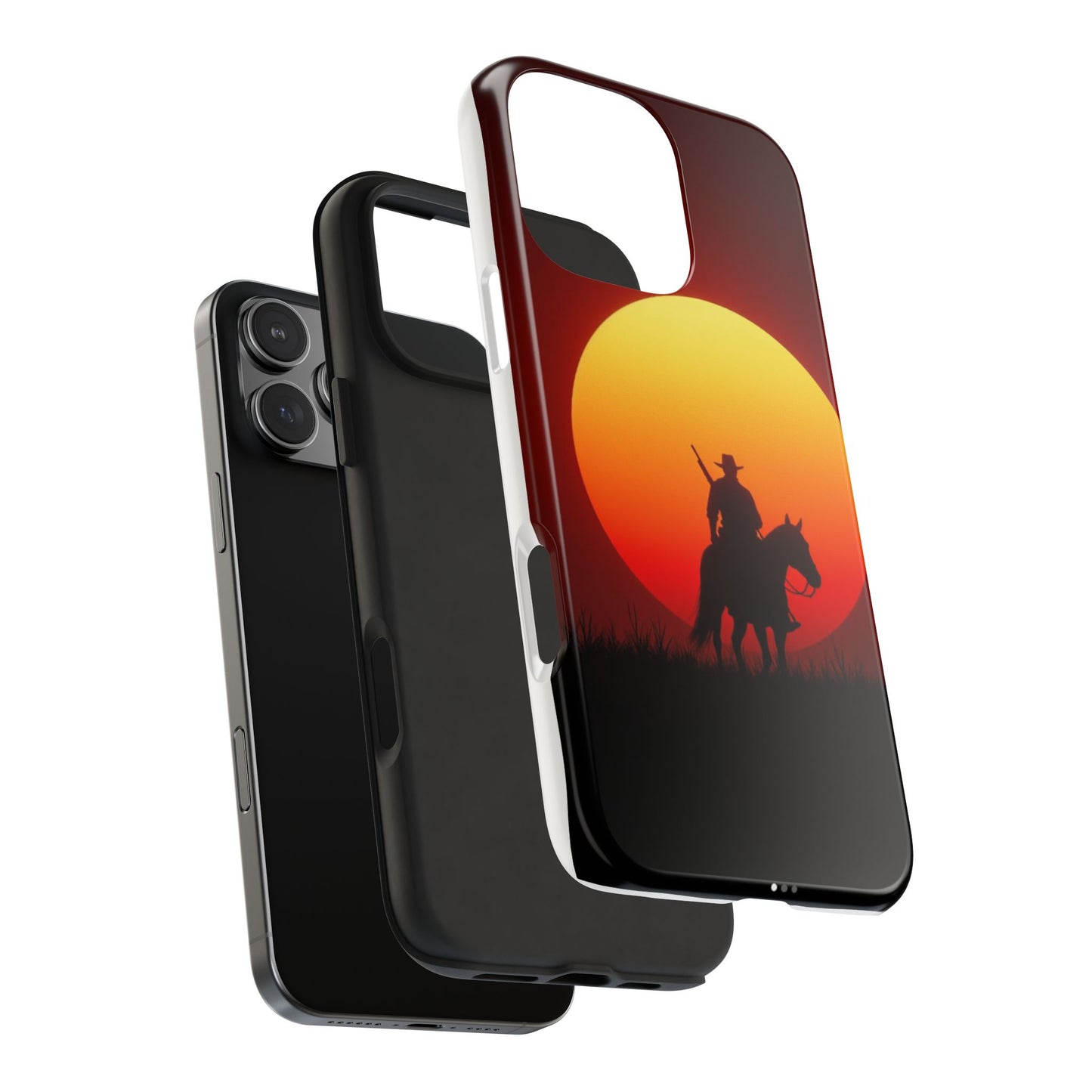 Sunset Cowboy Tough Phone Cases, Western Style Phone Cover, Unique Gift for Horse Lovers, Adventure Accessories, Durable Phone Protection
