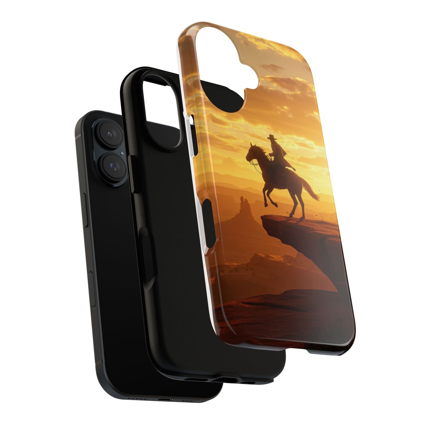 Sunset Horse Rider Phone Case, Western Art Cover, Tough Shell, Ideal Gift for Horse Lovers, Scenic Phone Accessories