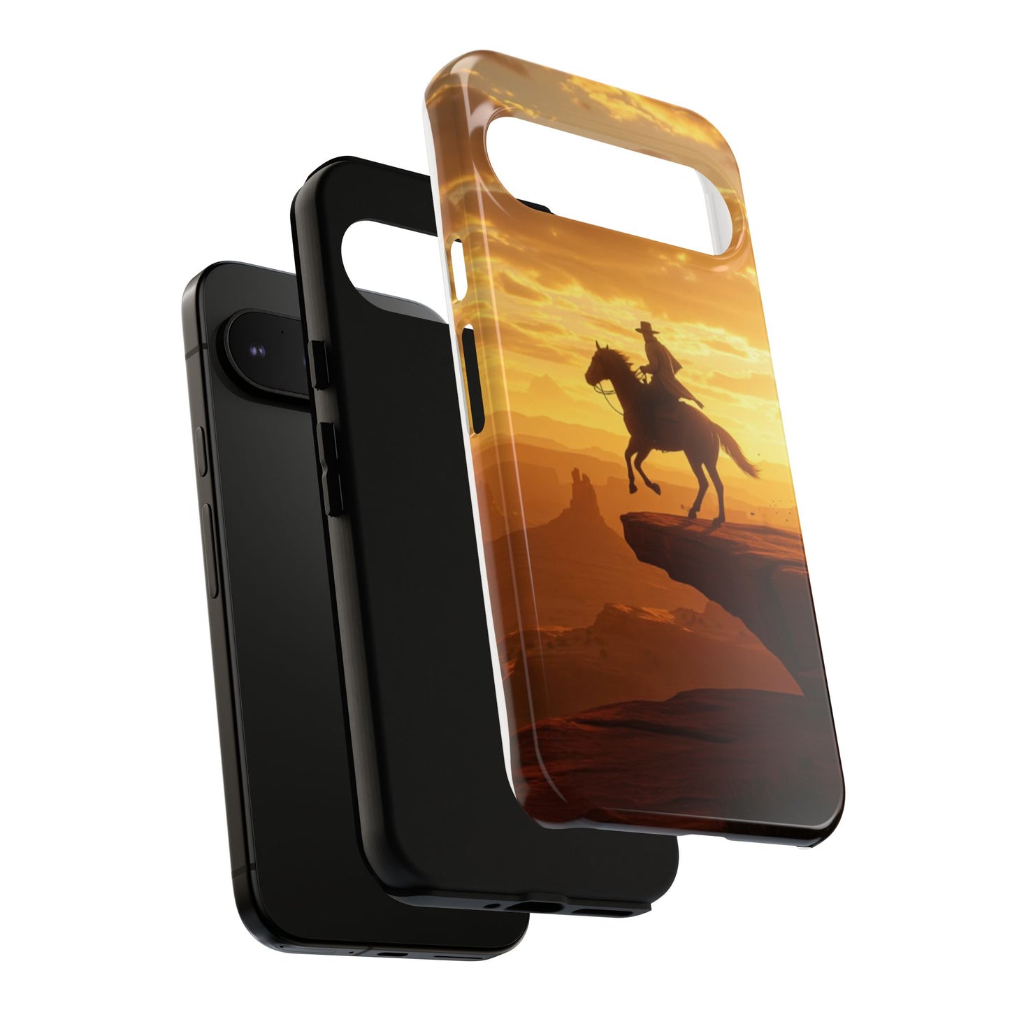 Sunset Horse Rider Phone Case, Western Art Cover, Tough Shell, Ideal Gift for Horse Lovers, Scenic Phone Accessories