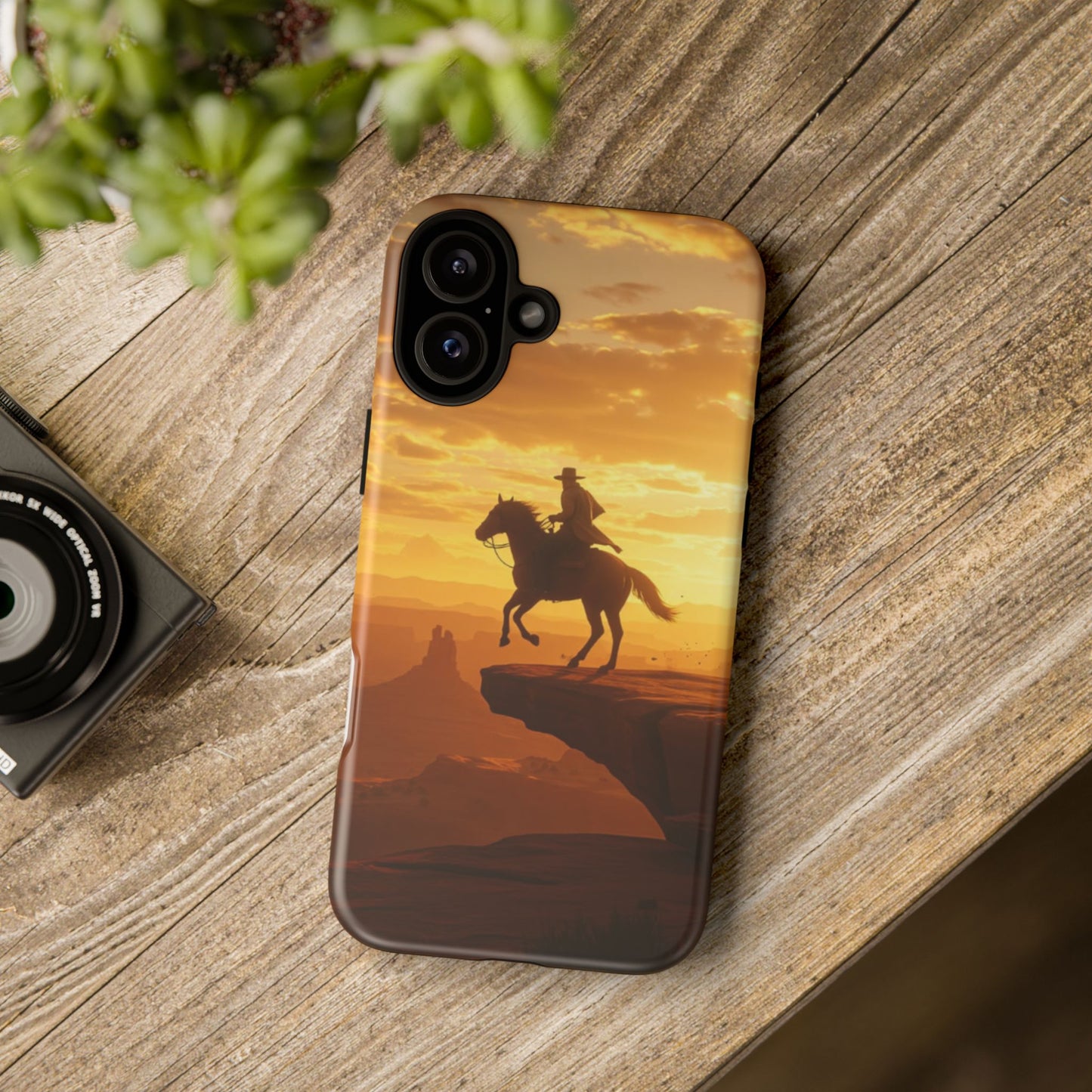 Sunset Horse Rider Phone Case, Western Art Cover, Tough Shell, Ideal Gift for Horse Lovers, Scenic Phone Accessories