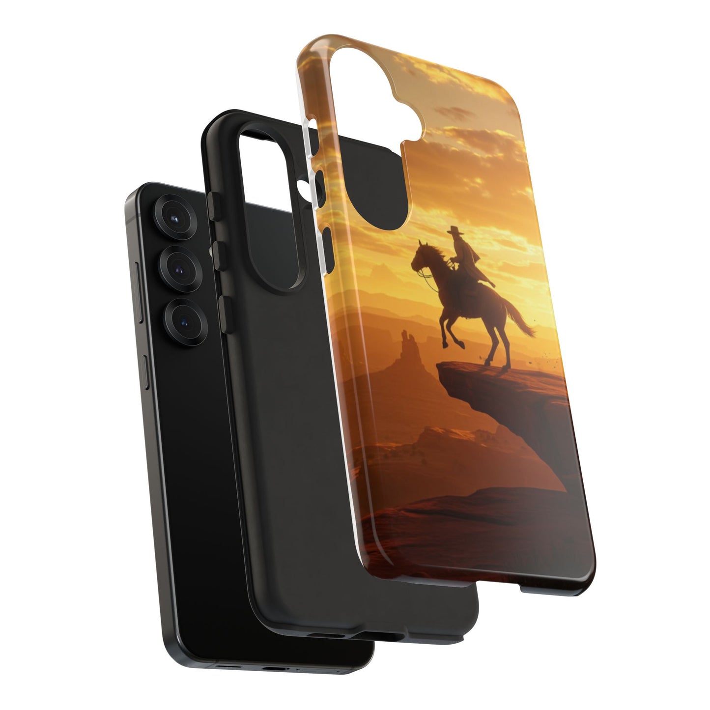 Sunset Horse Rider Phone Case, Western Art Cover, Tough Shell, Ideal Gift for Horse Lovers, Scenic Phone Accessories