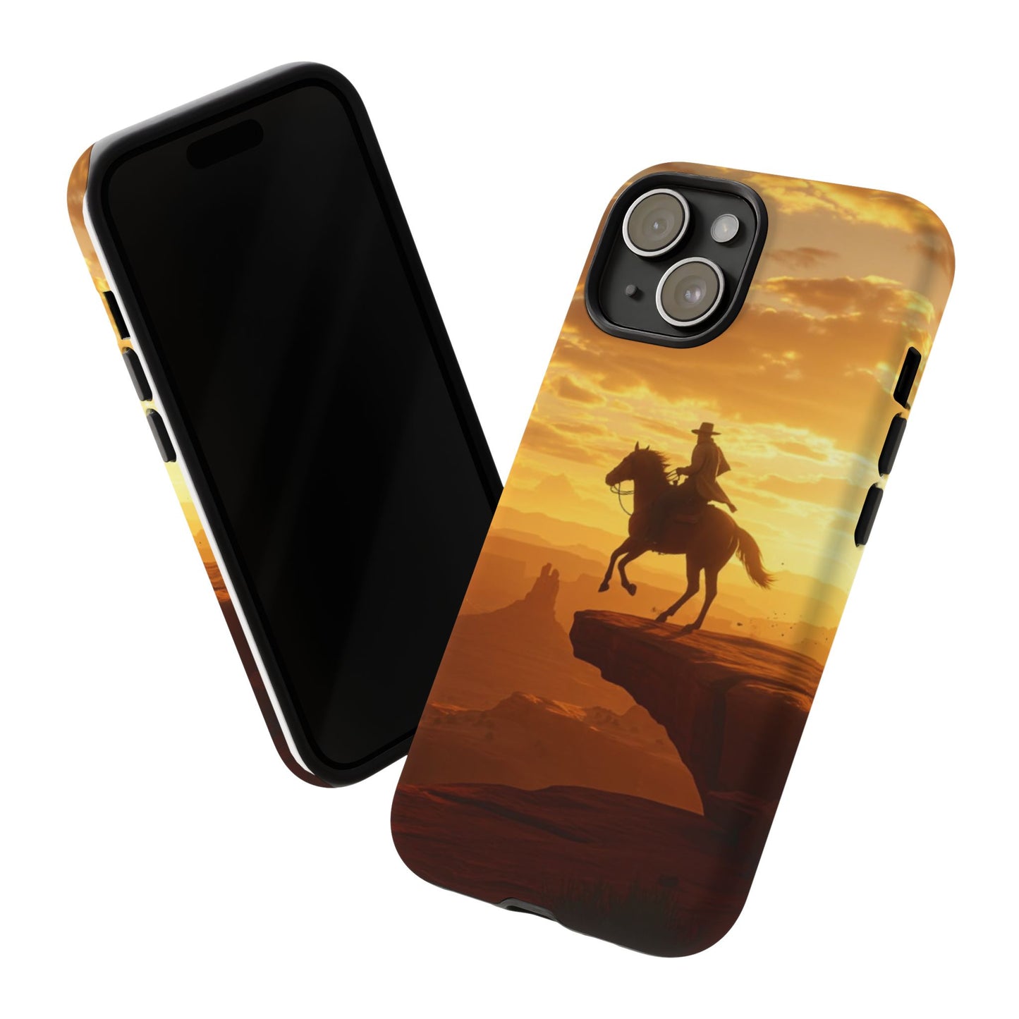 Sunset Horse Rider Phone Case, Western Art Cover, Tough Shell, Ideal Gift for Horse Lovers, Scenic Phone Accessories