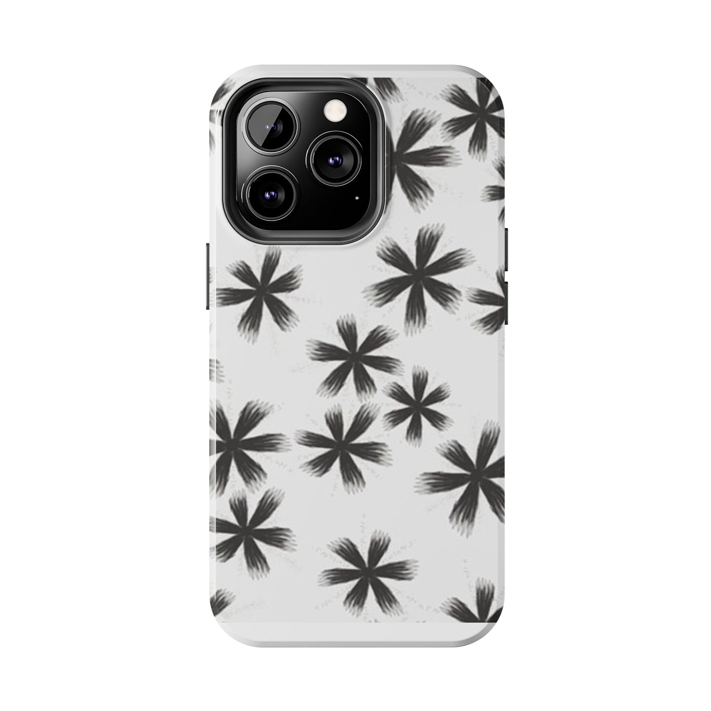 Stylish Tough Phone Cases, Black Flower Design, Durable Phone Protection, Unique Gift, Trendy Phone Accessories