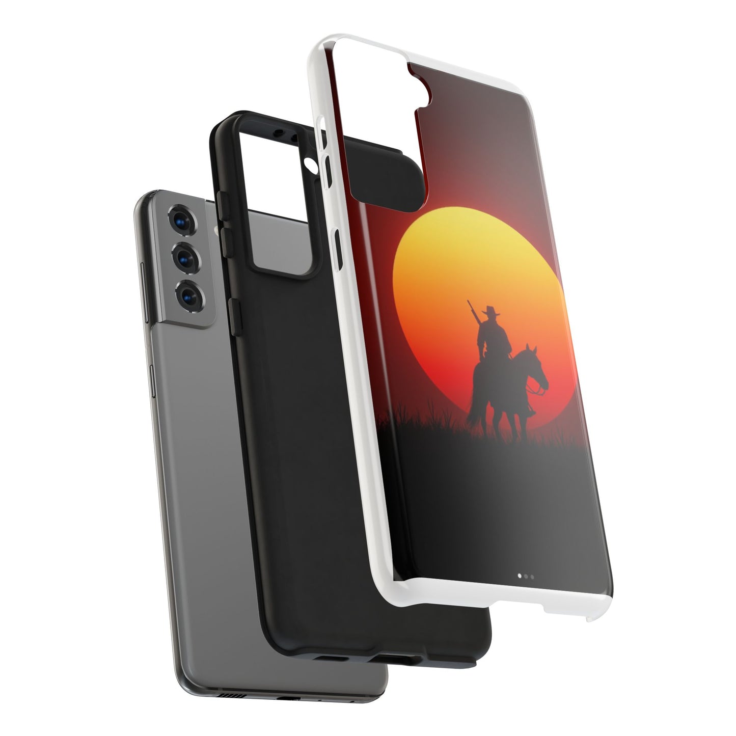 Sunset Cowboy Tough Phone Cases, Western Style Phone Cover, Unique Gift for Horse Lovers, Adventure Accessories, Durable Phone Protection